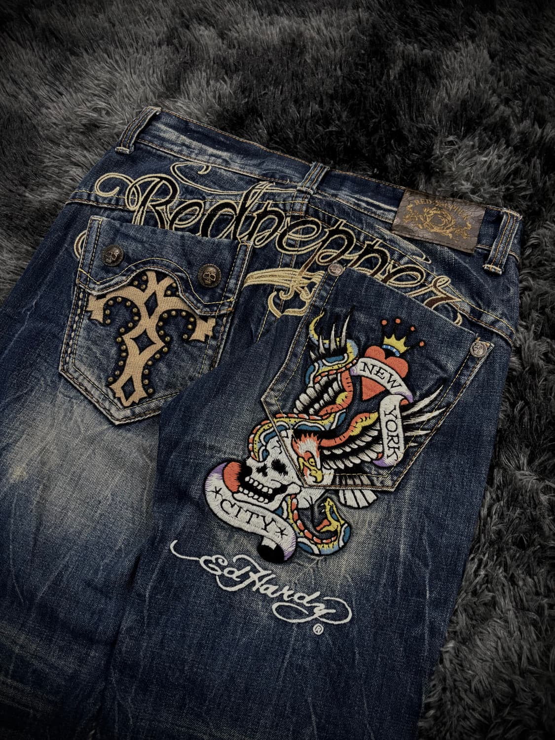 Red Pepper X Ed Hardy 자수 부츠컷 데님팬츠 상품이미지6