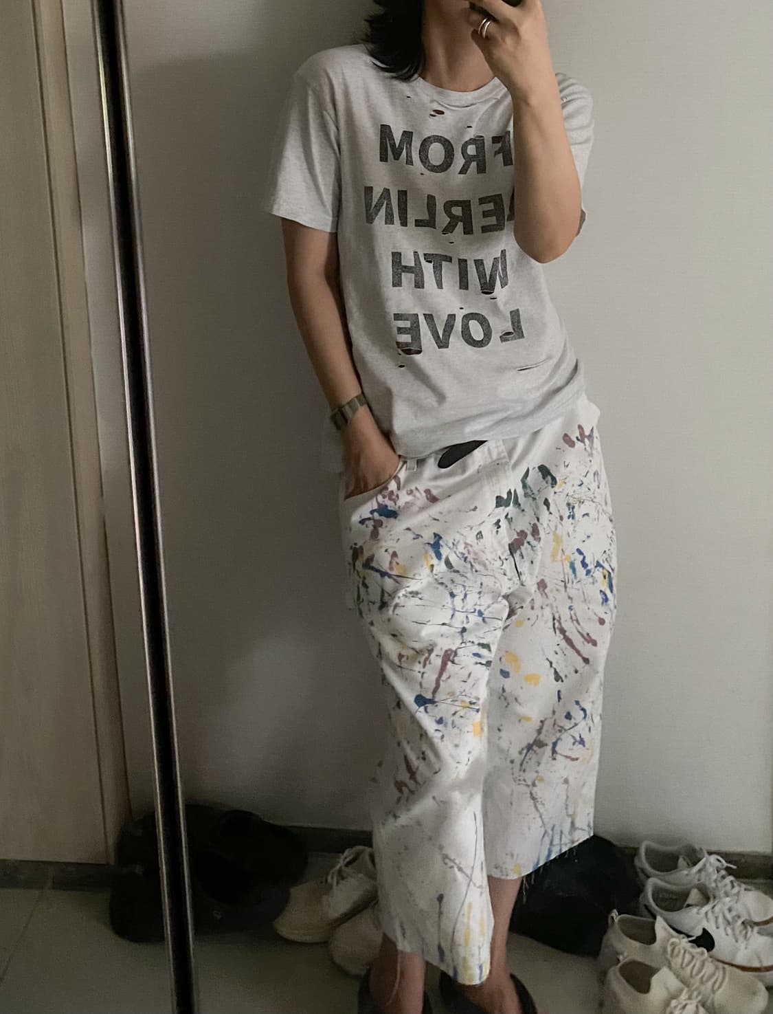 디키즈 화이트 카펜터 페인터 커팅 8부 워크 팬츠 상품이미지10