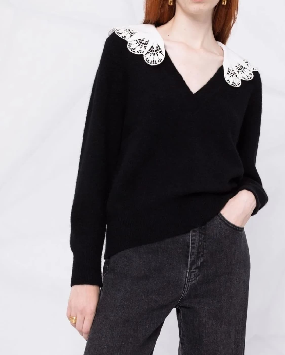 산드로 포플린 칼라 알파카 니트 탑 44 ~ 66 상품이미지2