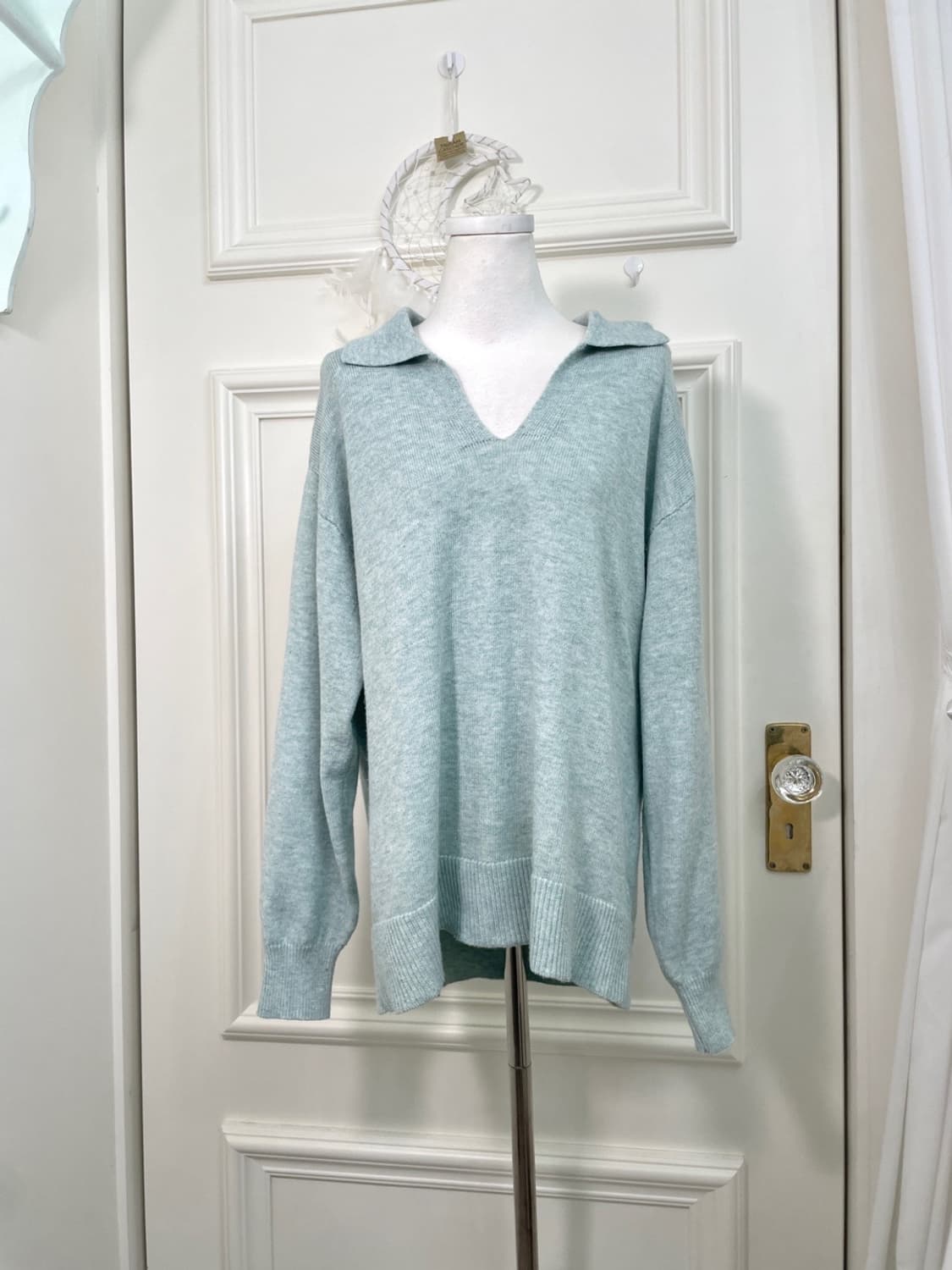 mint melange loose collar knit top 상품이미지1