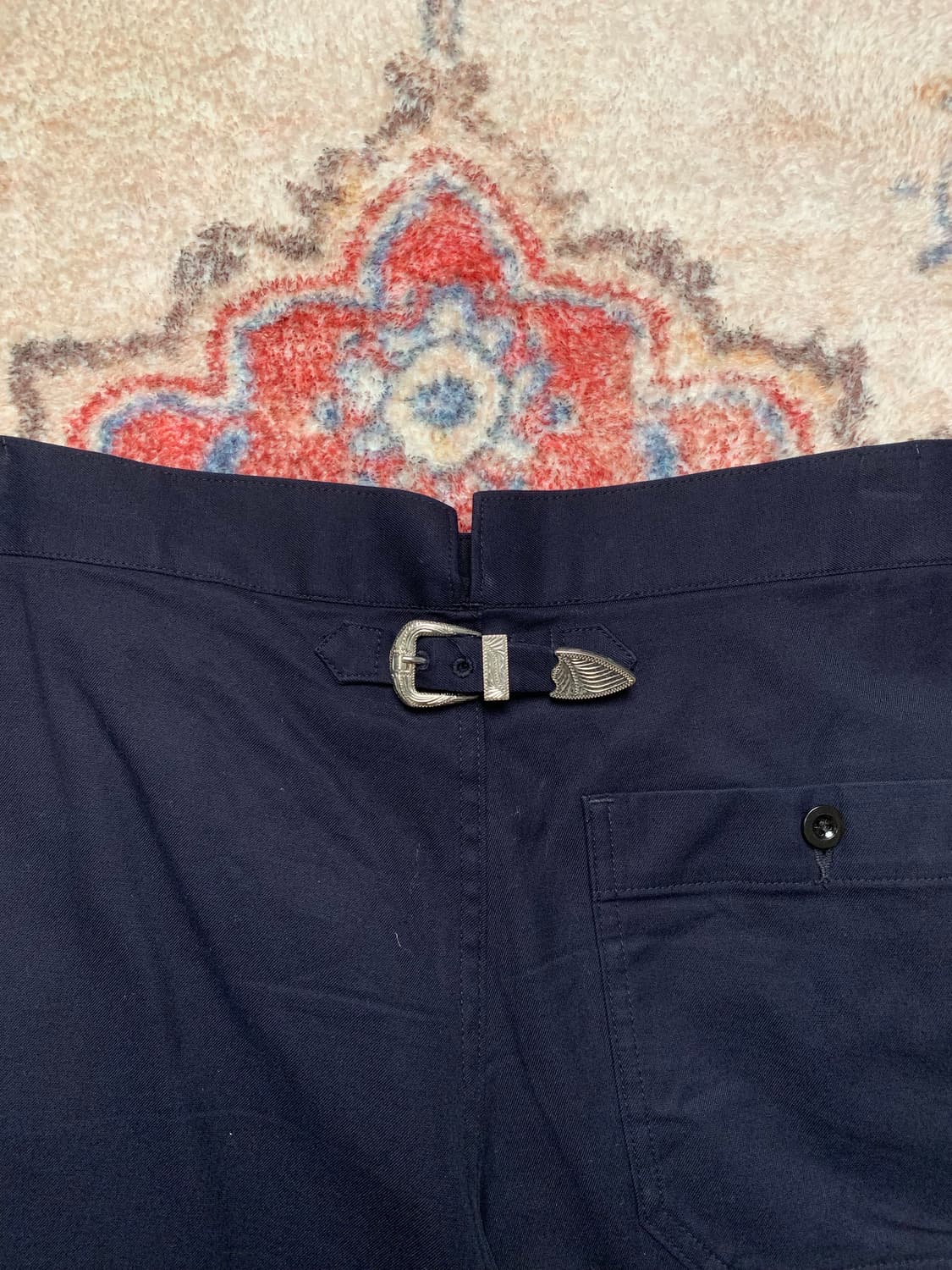 토가 웨스턴 버클 전면 버튼 네이비 팬츠 상품이미지2