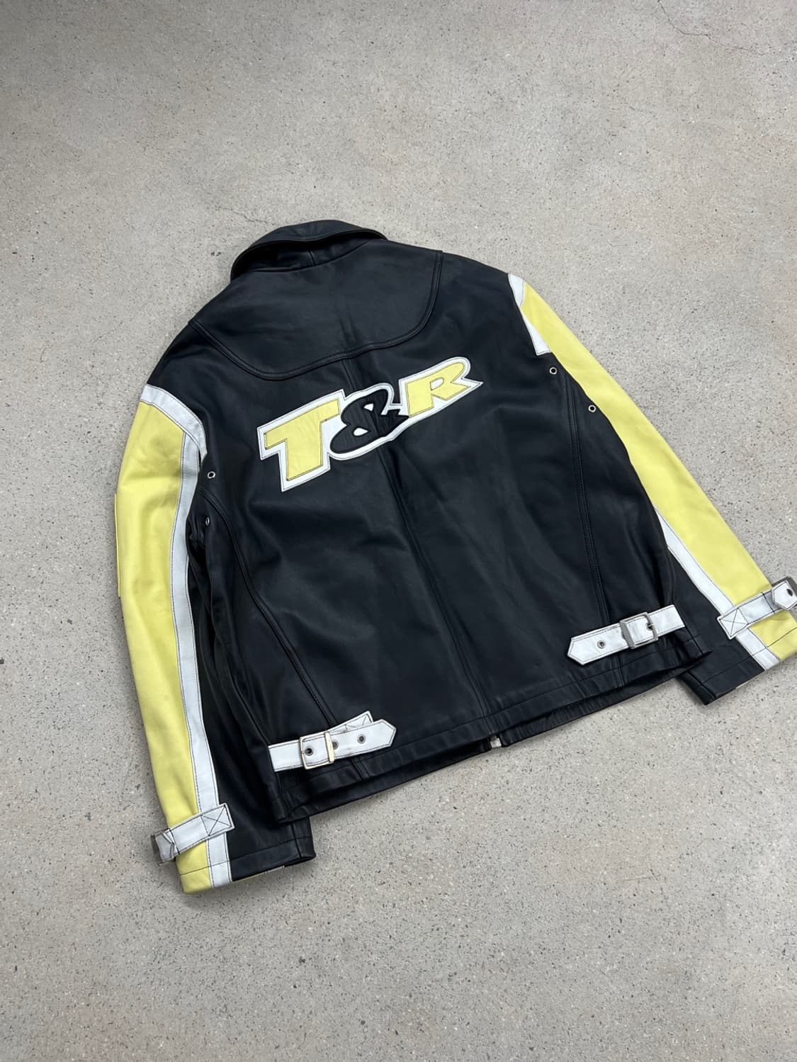 티피코시 빅로고 배색 카우 레더 자켓 상품이미지2