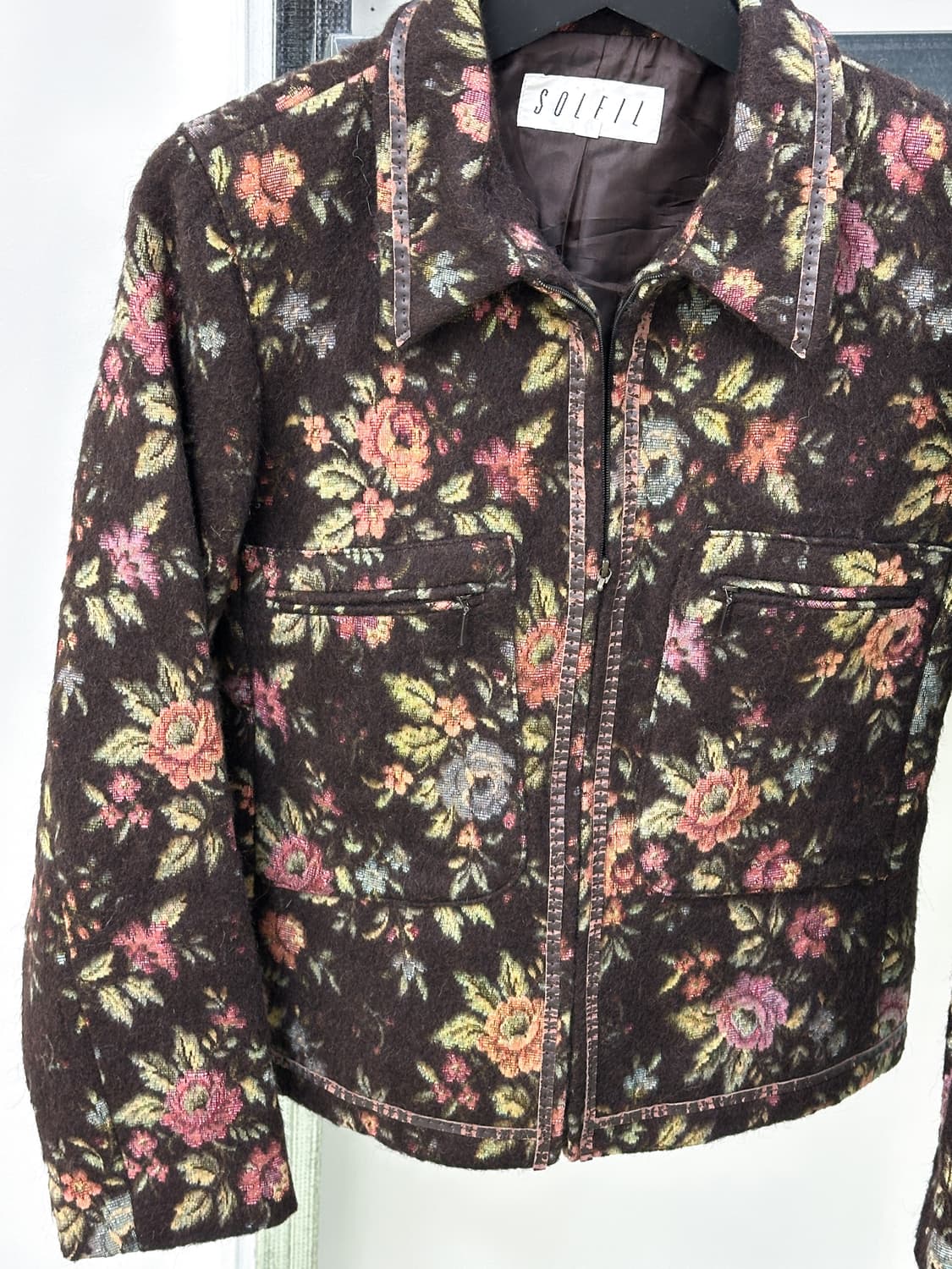 dark brown flower zip jacket 상품이미지2