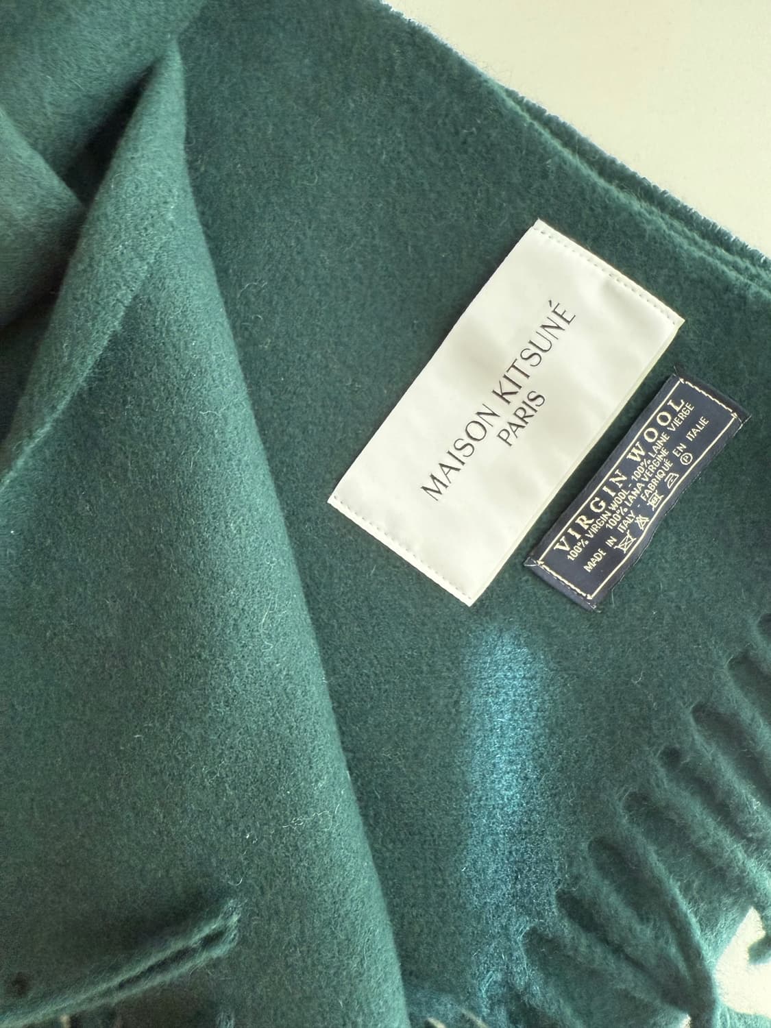 메종키츠네 울 머플러 다크 그린 상품이미지2