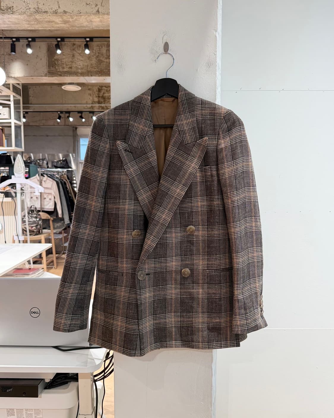 아크네 스튜디오 브라운 체크 더블 브레스티드 블레이저 자켓  상품이미지2