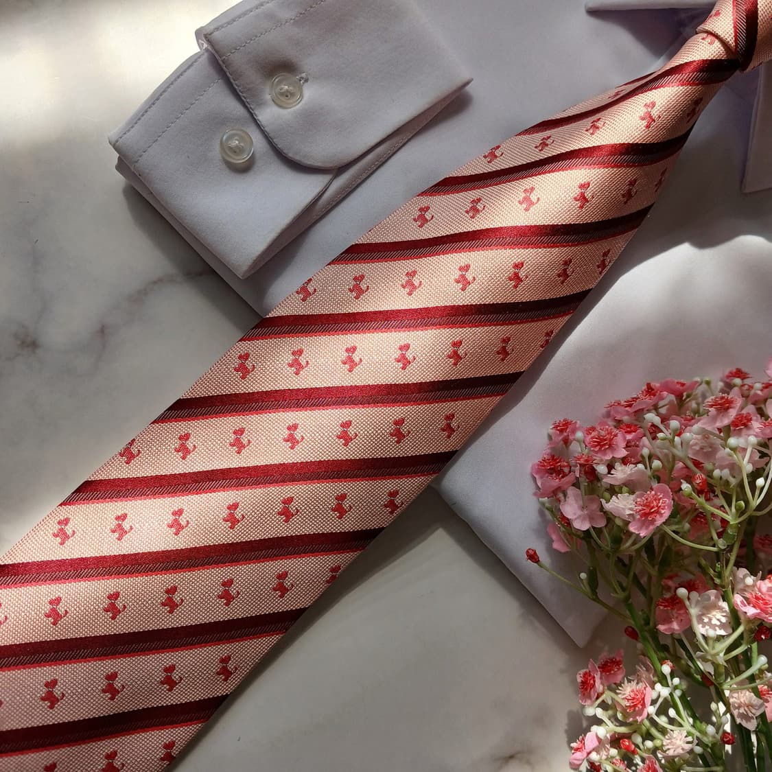 아쿠아스큐텀 스트라이프 도그 패턴 넥타이 9.4cm S~A+등급 E832 상품이미지6