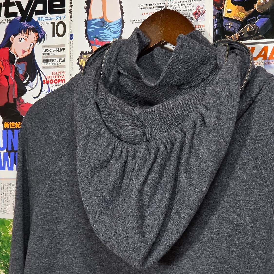 코데즈컴바인 Y2K 하이넥 그레이 후드집업 상품이미지7