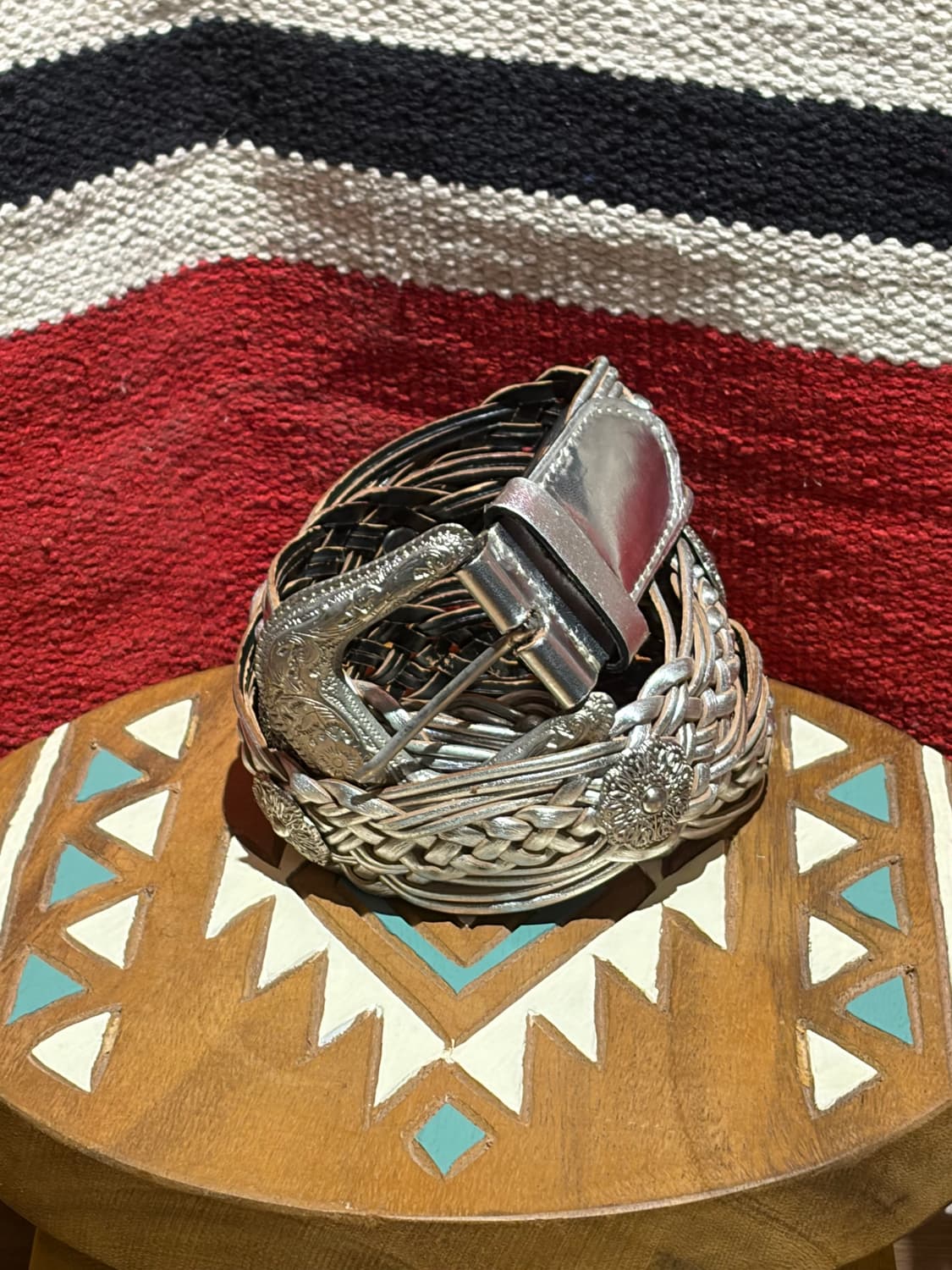 웨스턴 실버 콘쵸 위빙 벨트 / western concho belt 상품이미지1