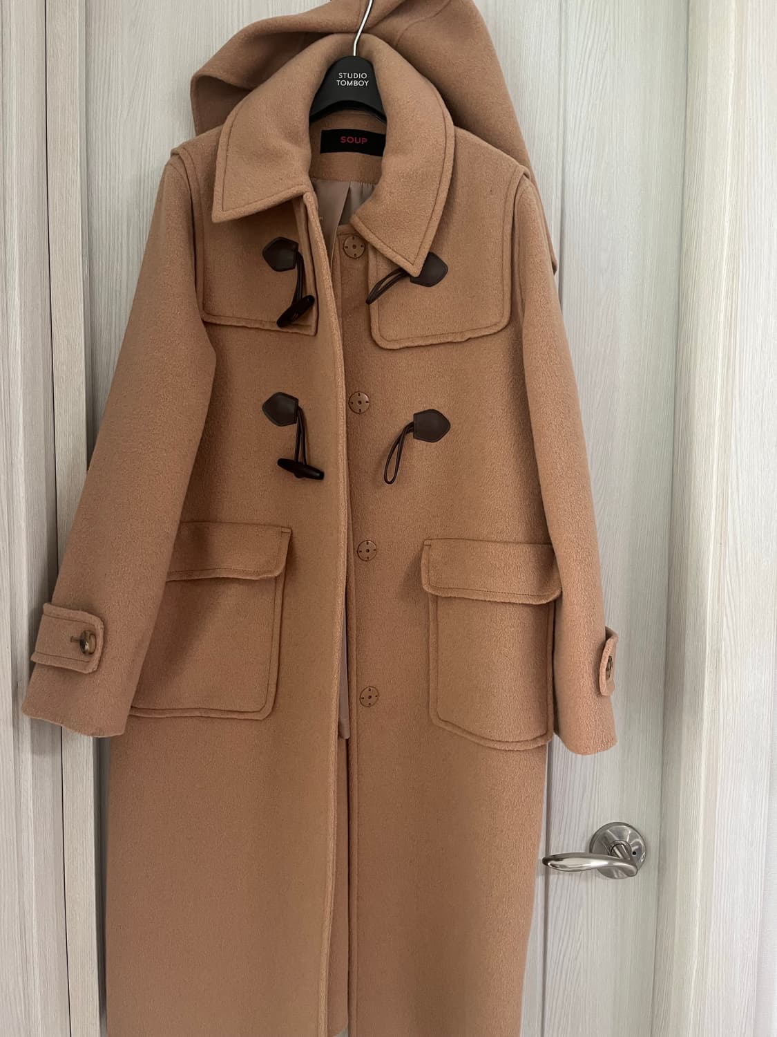 (상태굿)Soup 숲 핸드메이드 캐시미어 브라운 더블  코트 상품이미지1