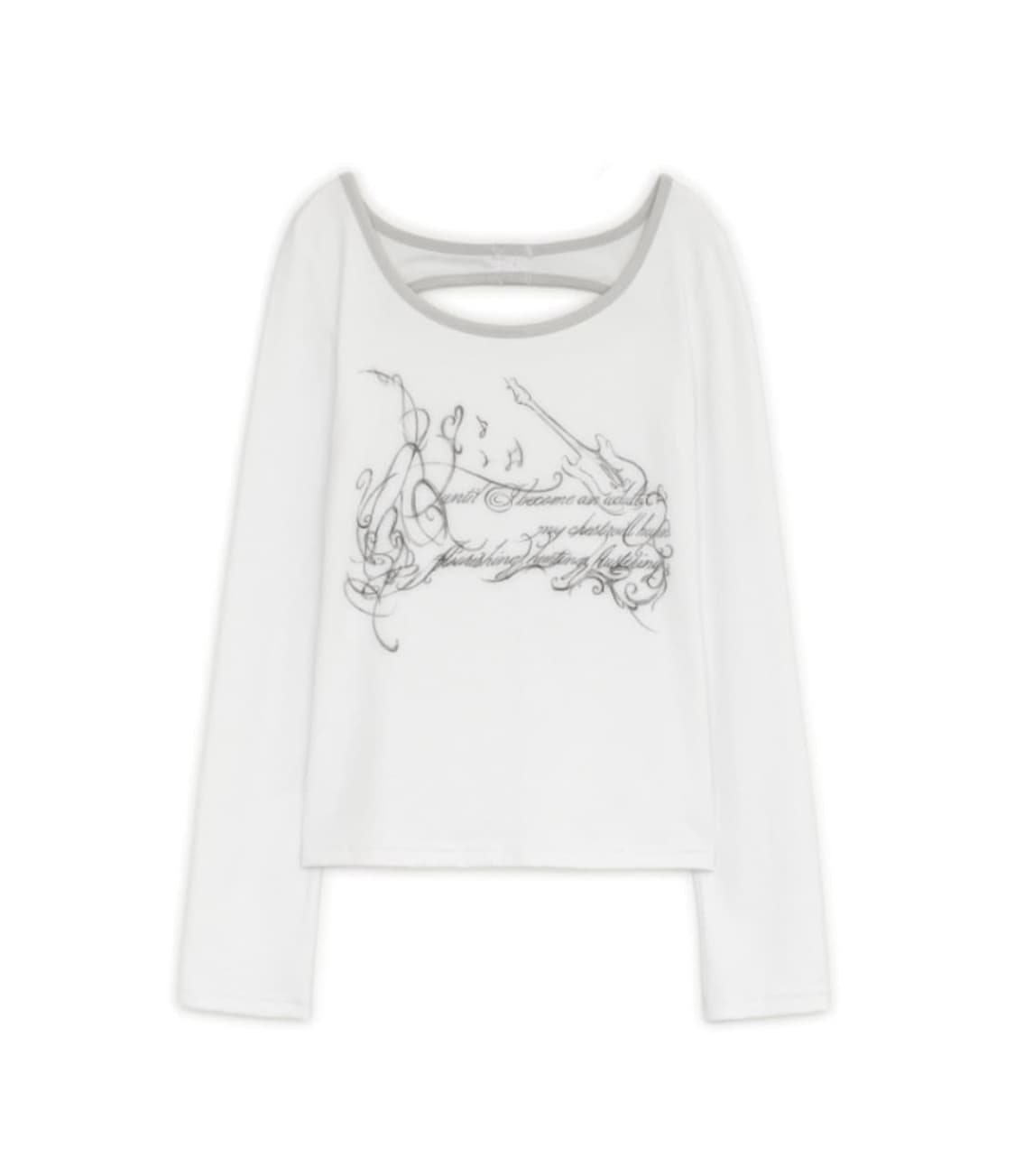 허그유어스킨 슬릿 버튼 프린트 탑 (화이트) 상품이미지1