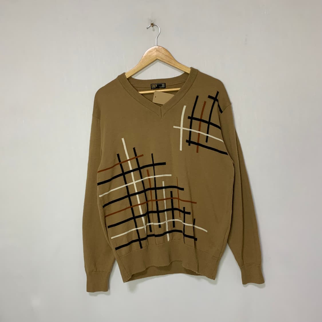 닥스 브이넥 패턴 빈티지 니트 L 상품이미지1