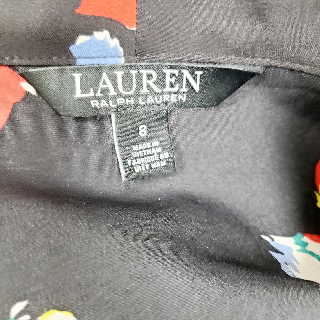 [정품] 로렌 랄프로렌 플로럴 리본 타이 밴딩 롱 원피스 (블랙/8) 상품이미지6