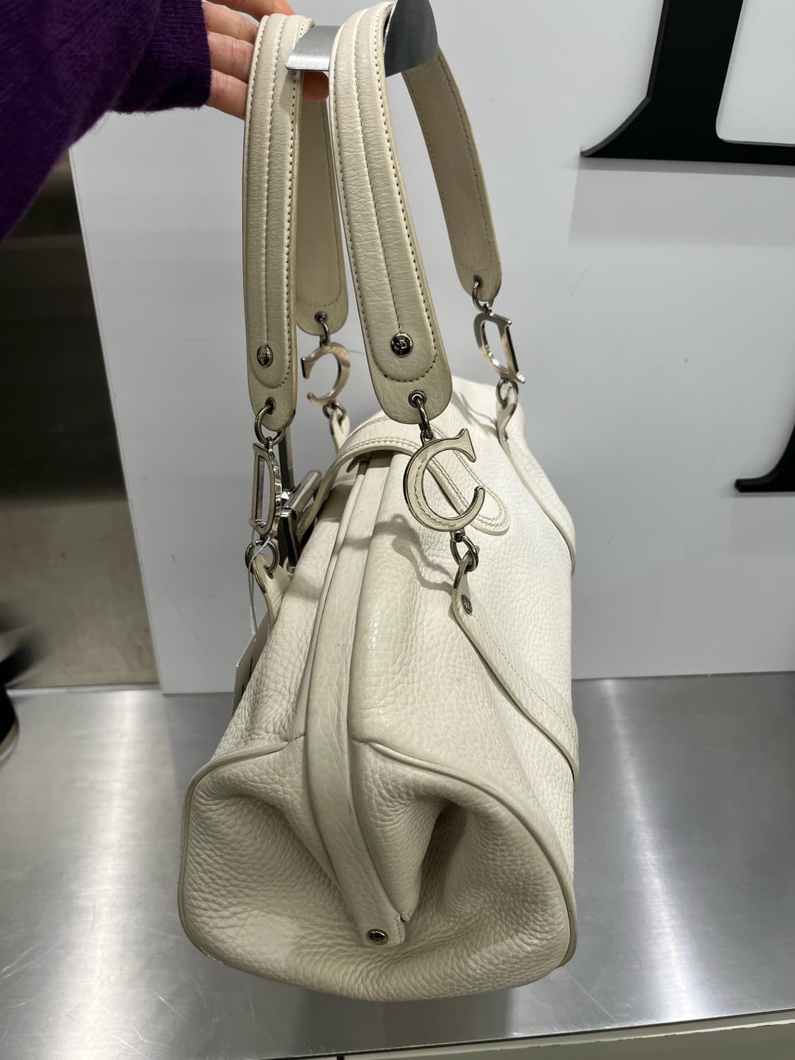 빈티지 디올 볼링백 화이트백 상품이미지3