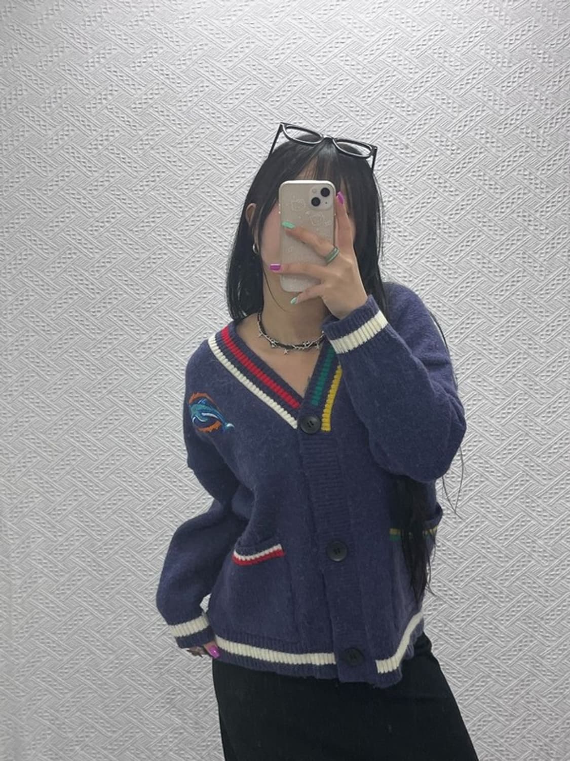 빈티지 일본풍 키치 올드스쿨 스팽글 자수 가디건 110 C07170 상품이미지2