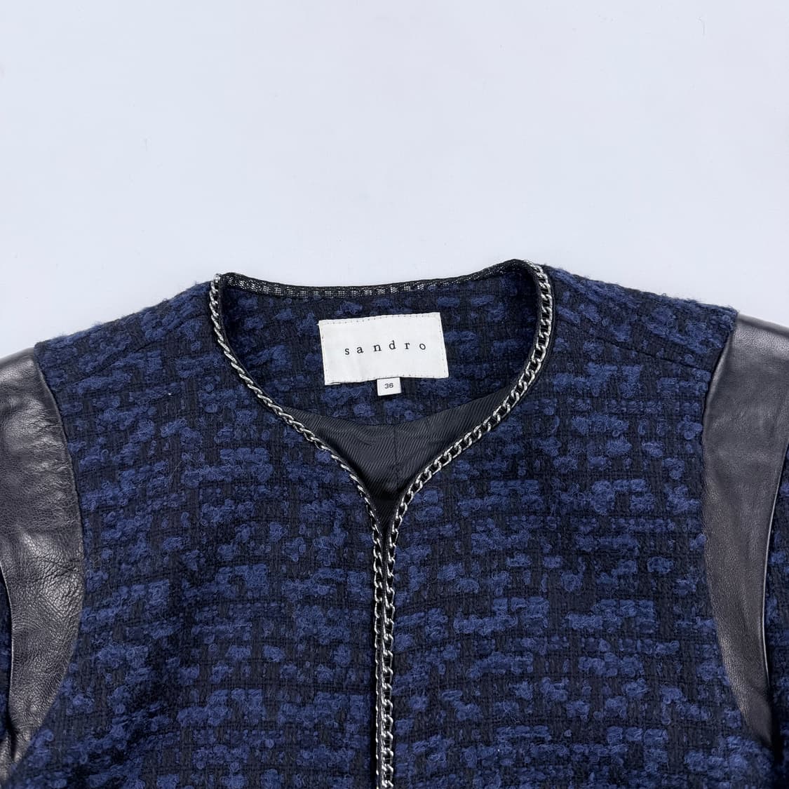 산드로 울 트위드 자켓 네이비 36 상품이미지3