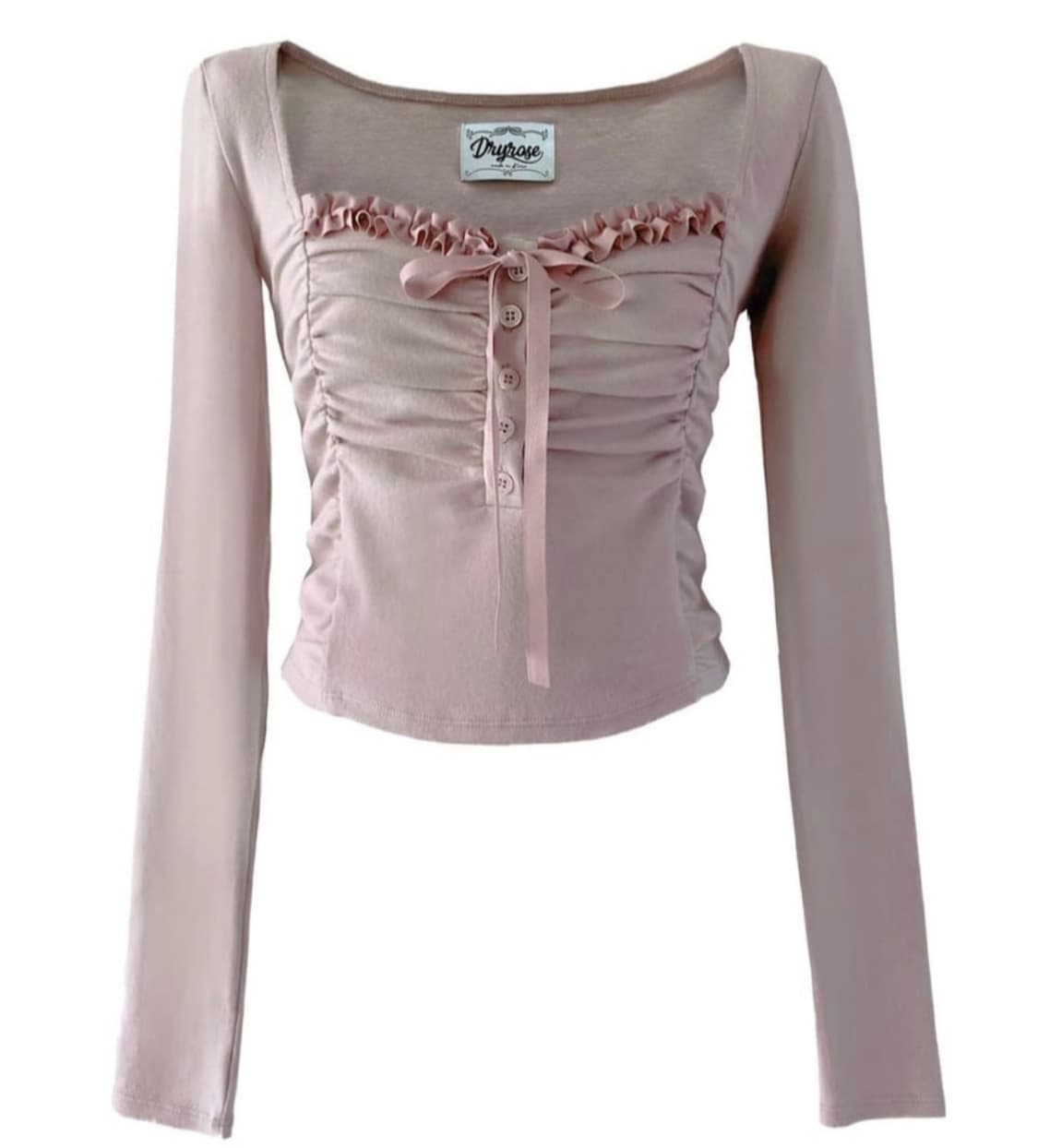 드라이로즈 셔링 레이스 버튼 탑 상품이미지1