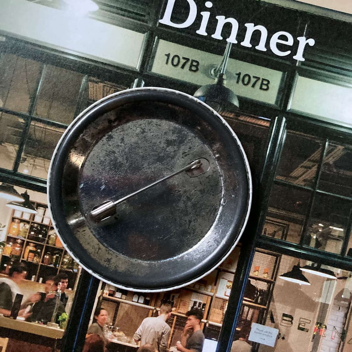 빈티지 BUILDIND 스카이블루 프린팅 핀 버튼 뱃지 브로치 상품이미지2