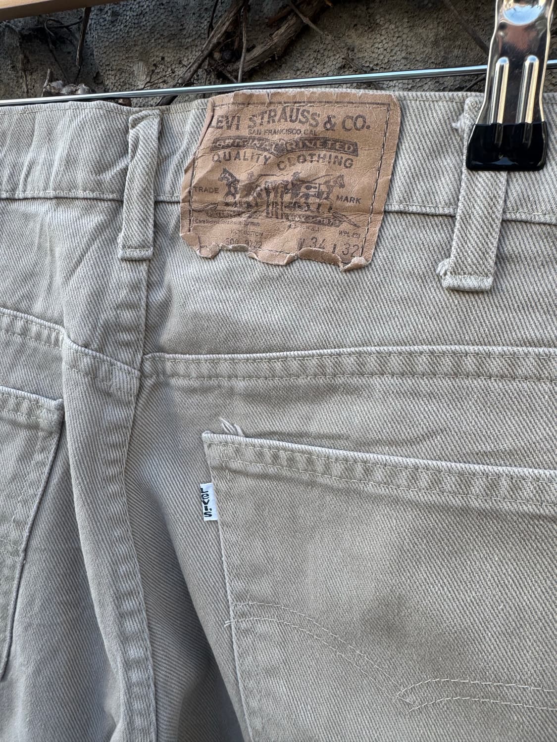 80s 리바이스 빈티지 509 스트레이트핏 베이지 카키 코튼 데님 팬츠 상품이미지4