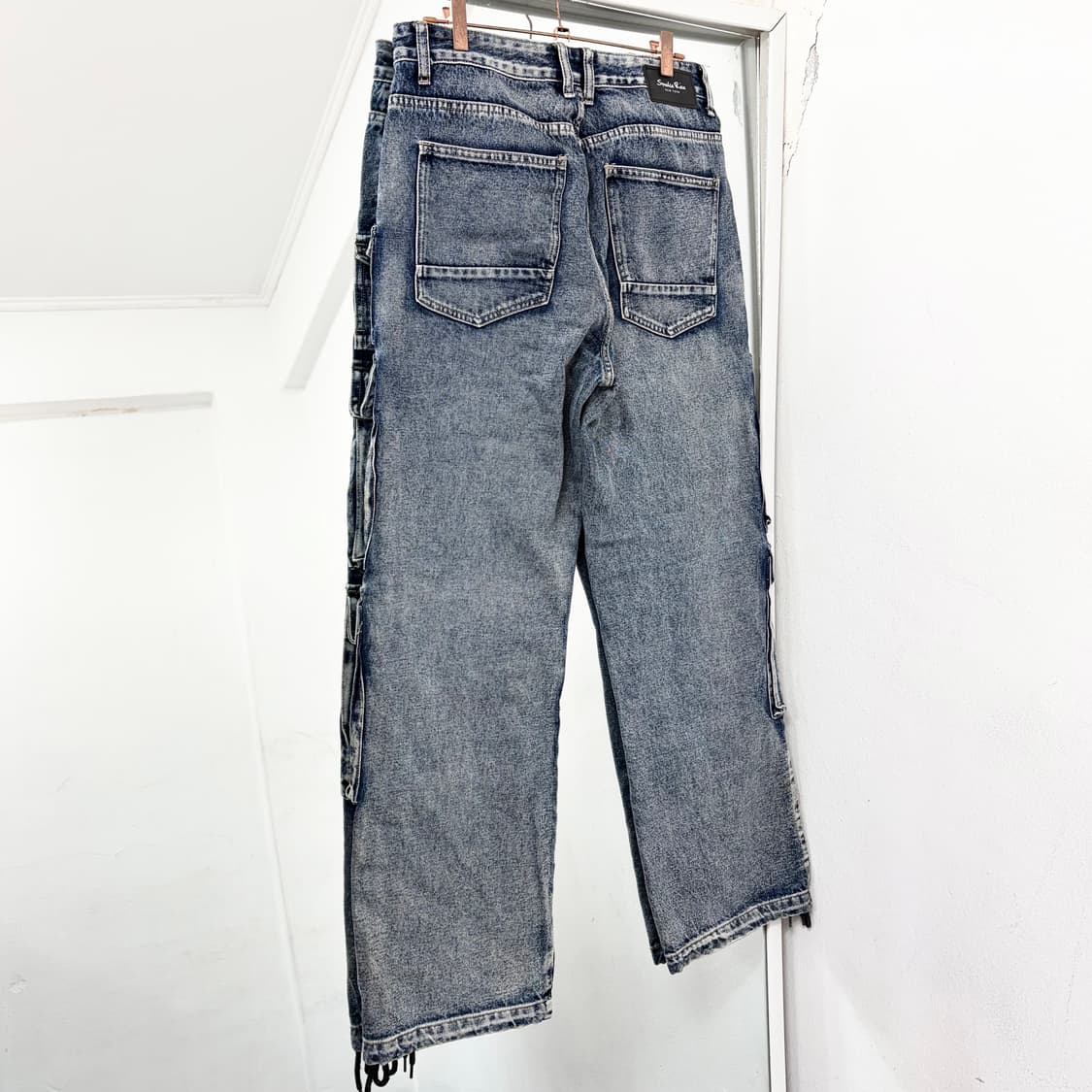 SmokeRise 멀티포켓 와이드 데님 카고 팬츠 상품이미지5