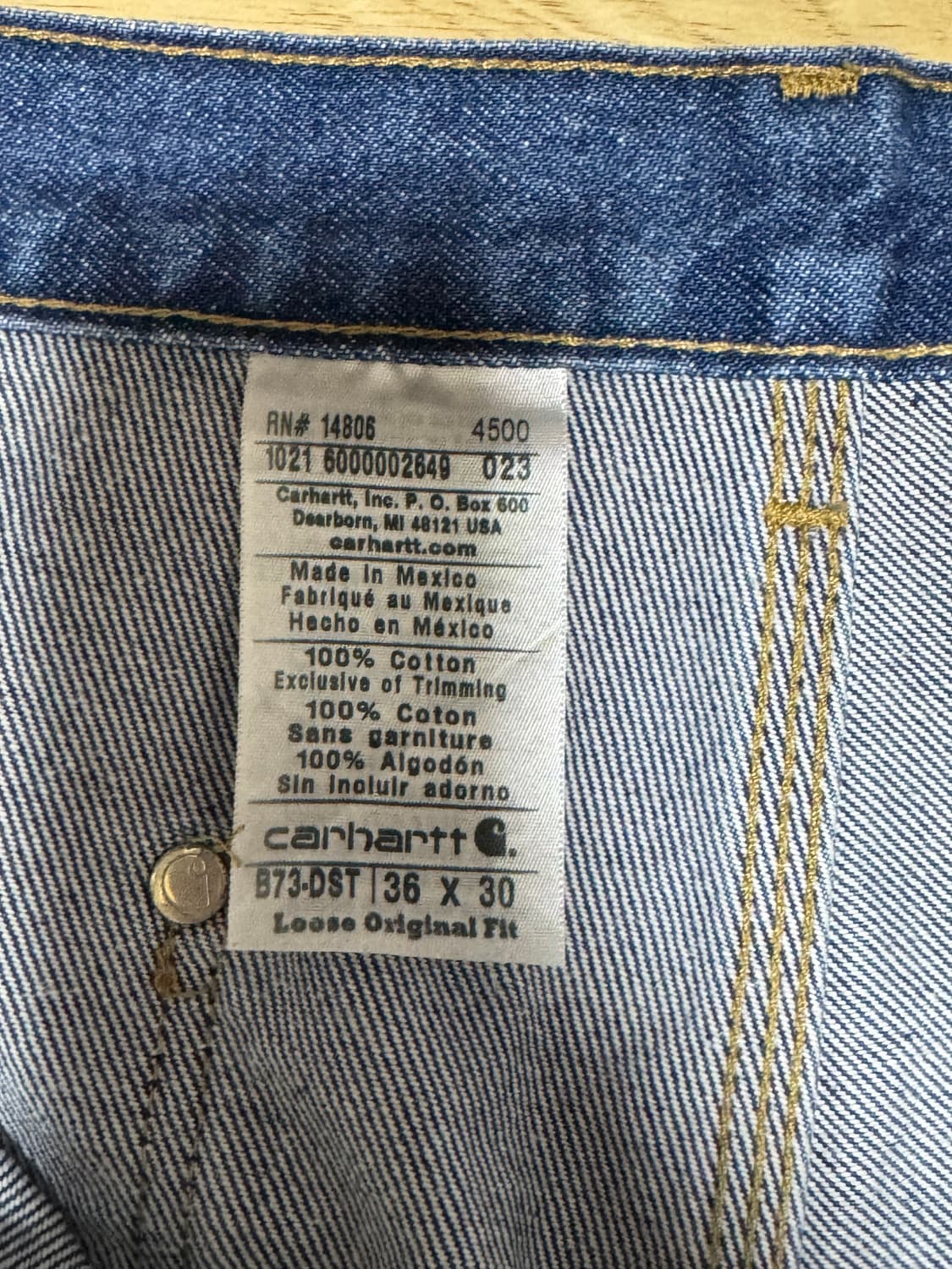 칼하트 더블니 데님팬츠 36x30 상품이미지4