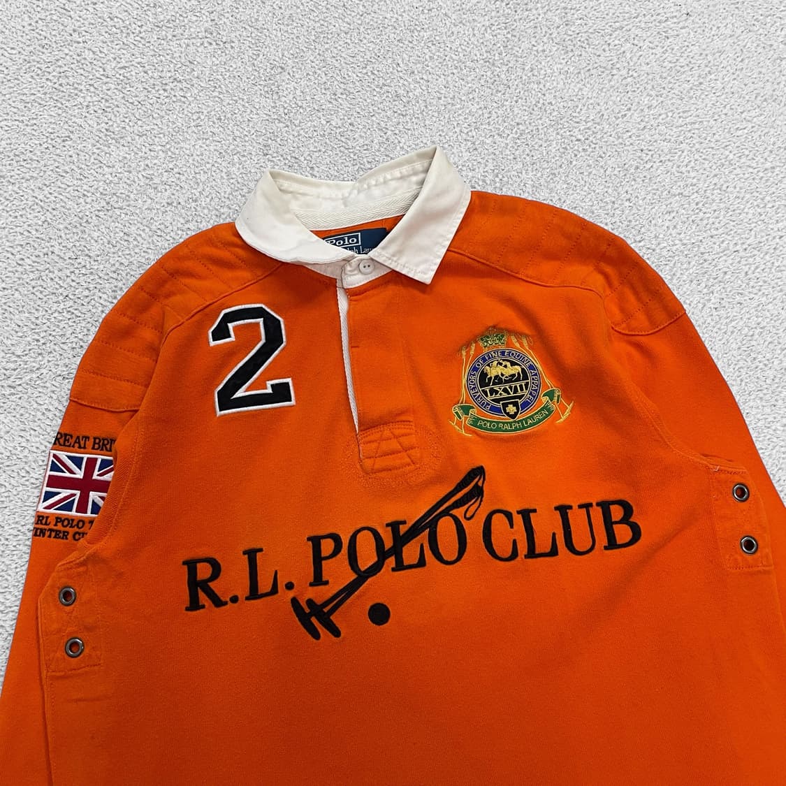 폴로 랄프로렌 골프 자수 럭비 티셔츠 오렌지 상품이미지2