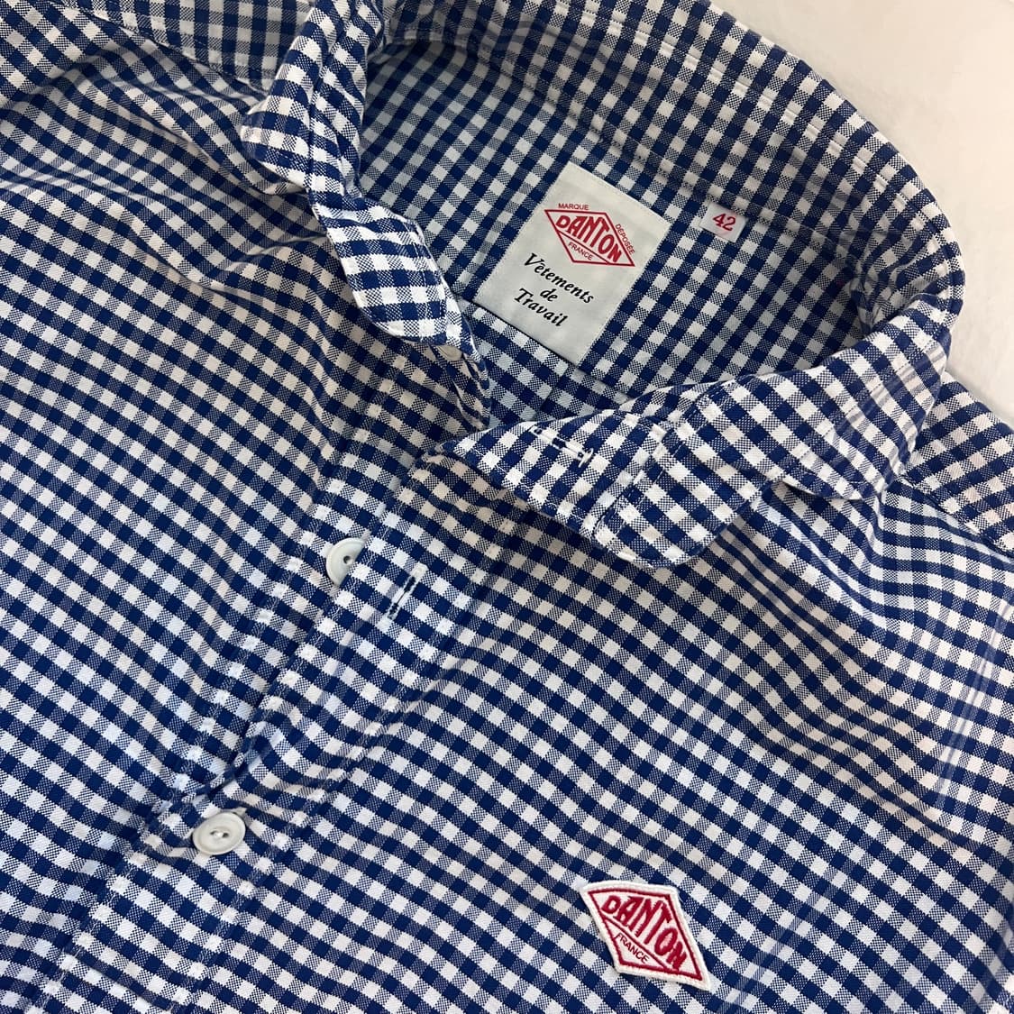 단톤 숏슬리브 깅엄 체크 셔츠 상품이미지3