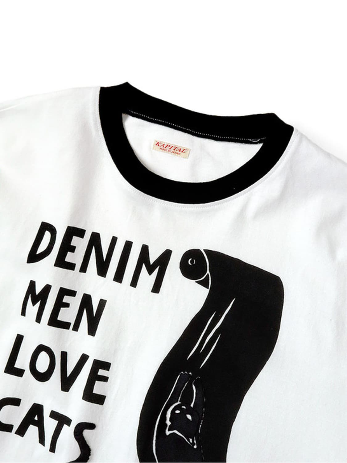 캐피탈 20 저지 링거 티셔츠 데님 맨 러브 캣 스크래치 Pt 화이트 3 상품이미지3