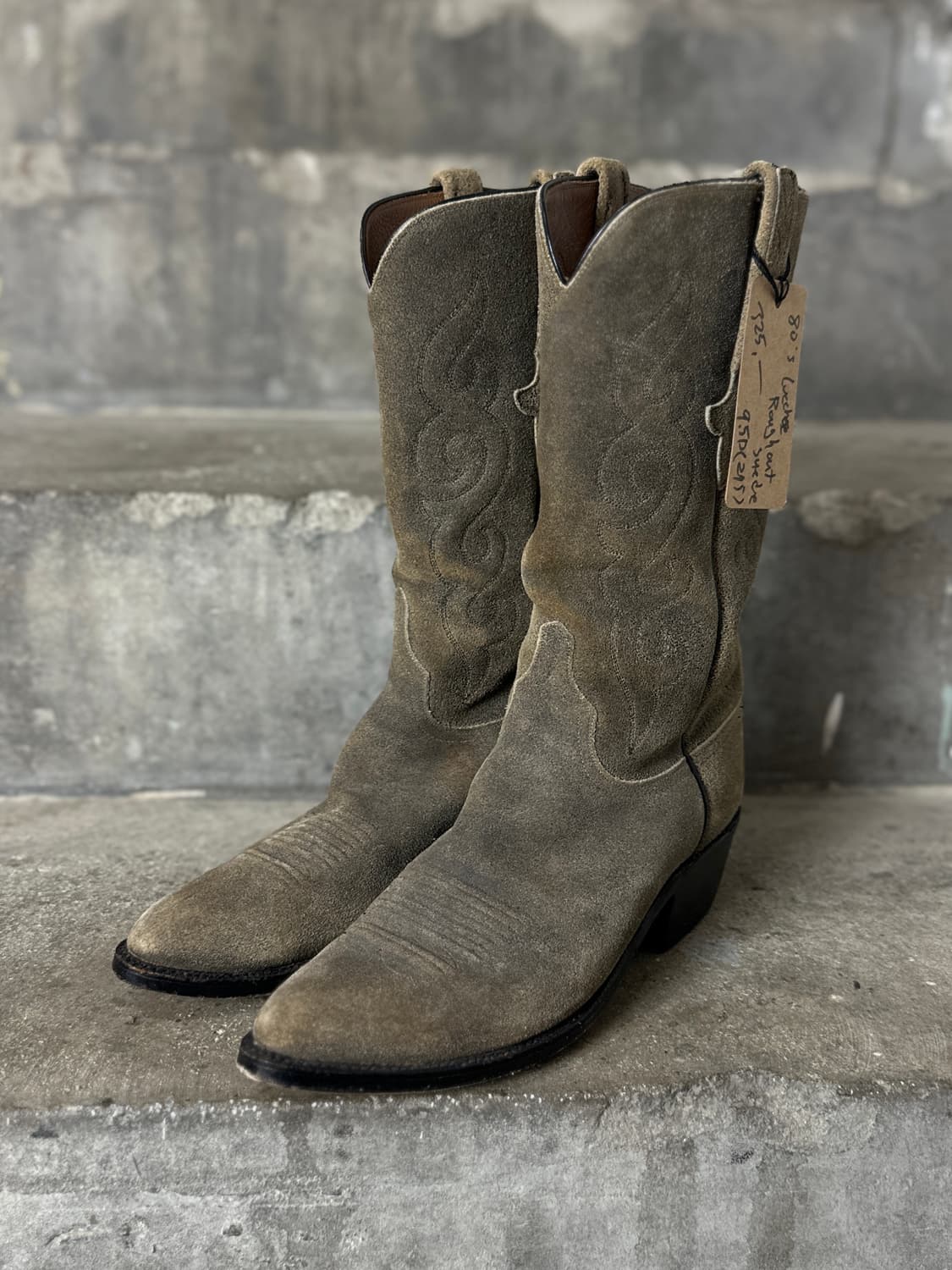 80's Lucchese 러프아웃 스웨이드 웨스턴 카우보이 부츠 상품이미지4