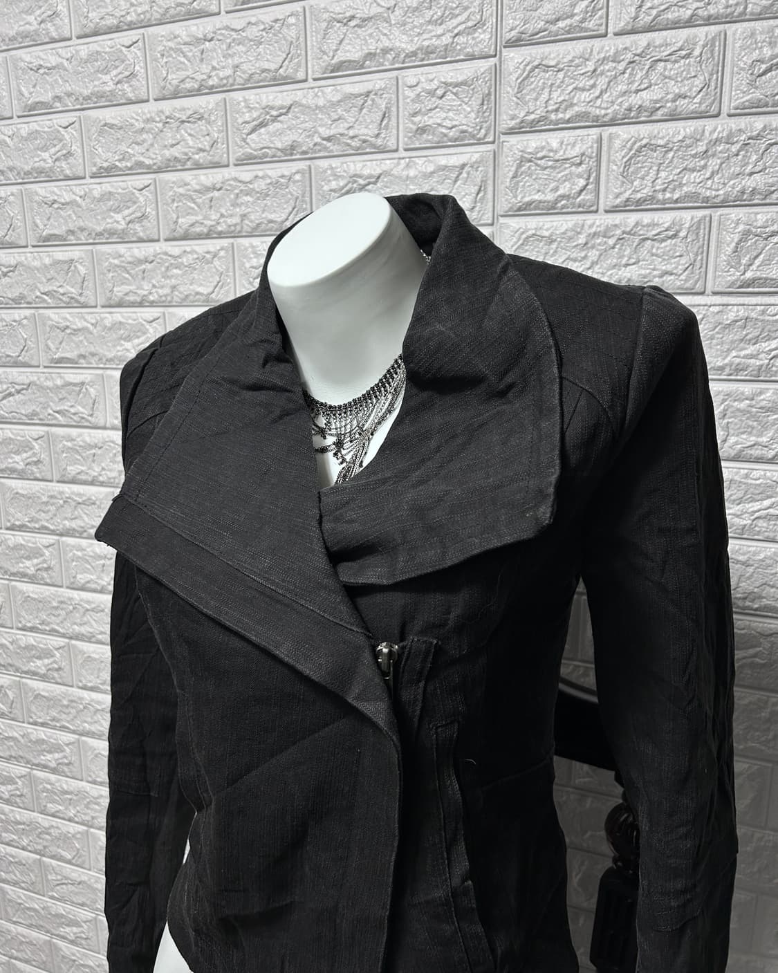 Sabine 비대칭 하이넥 데님 자켓 상품이미지3