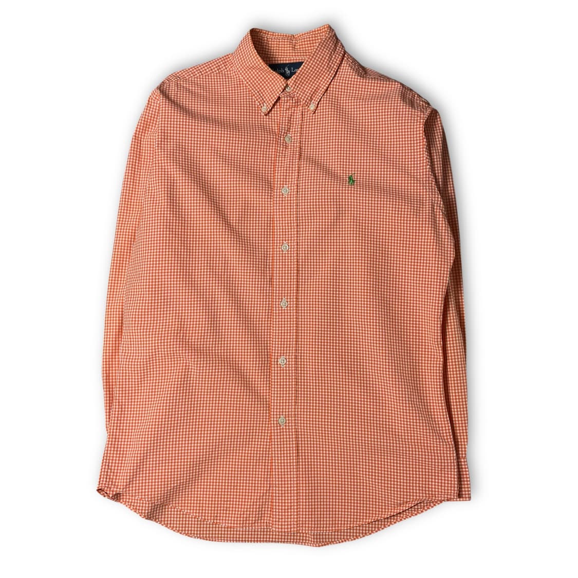 폴로랄프로렌 그린포니 오렌지 마이크로 체크 긴팔 셔츠 커스텀핏 M 상품이미지1