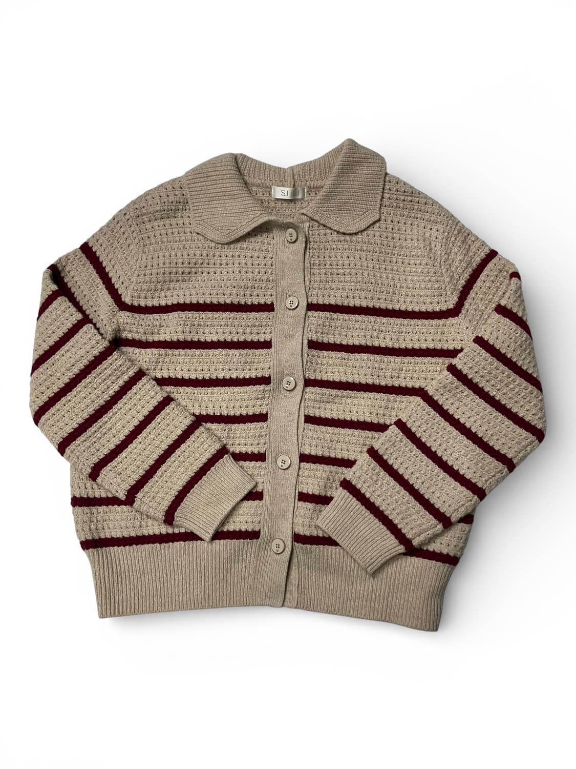 SJSJ 레드 스트라이프 니트 가디건 F 상품이미지1