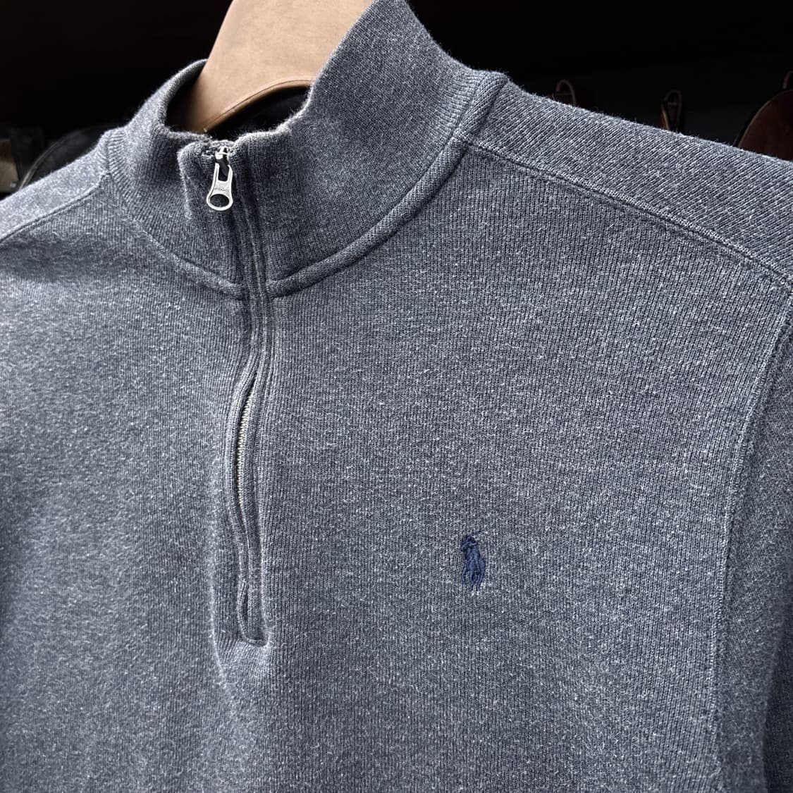 신형라벨 폴로 랄프로렌 리브넥 코튼 하프집업 니트 스웨터 차콜 N987 상품이미지6