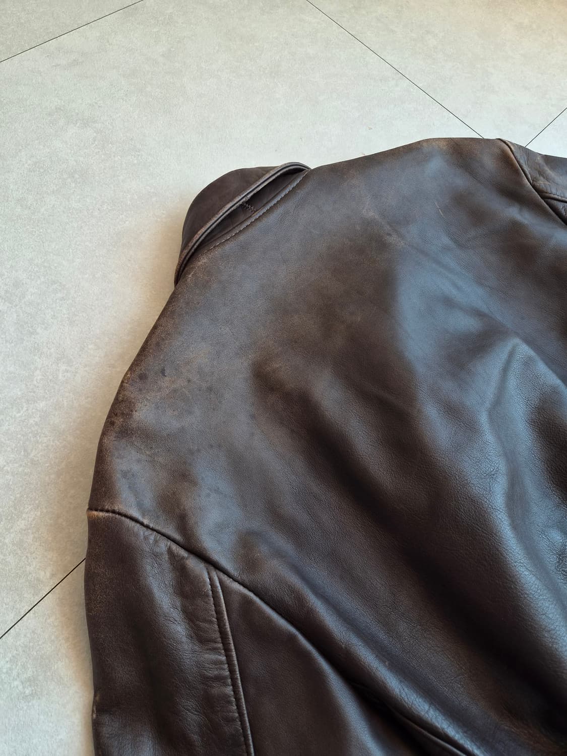 빈티지 쇼트 A-2 레더자켓 브라운 L 상품이미지6