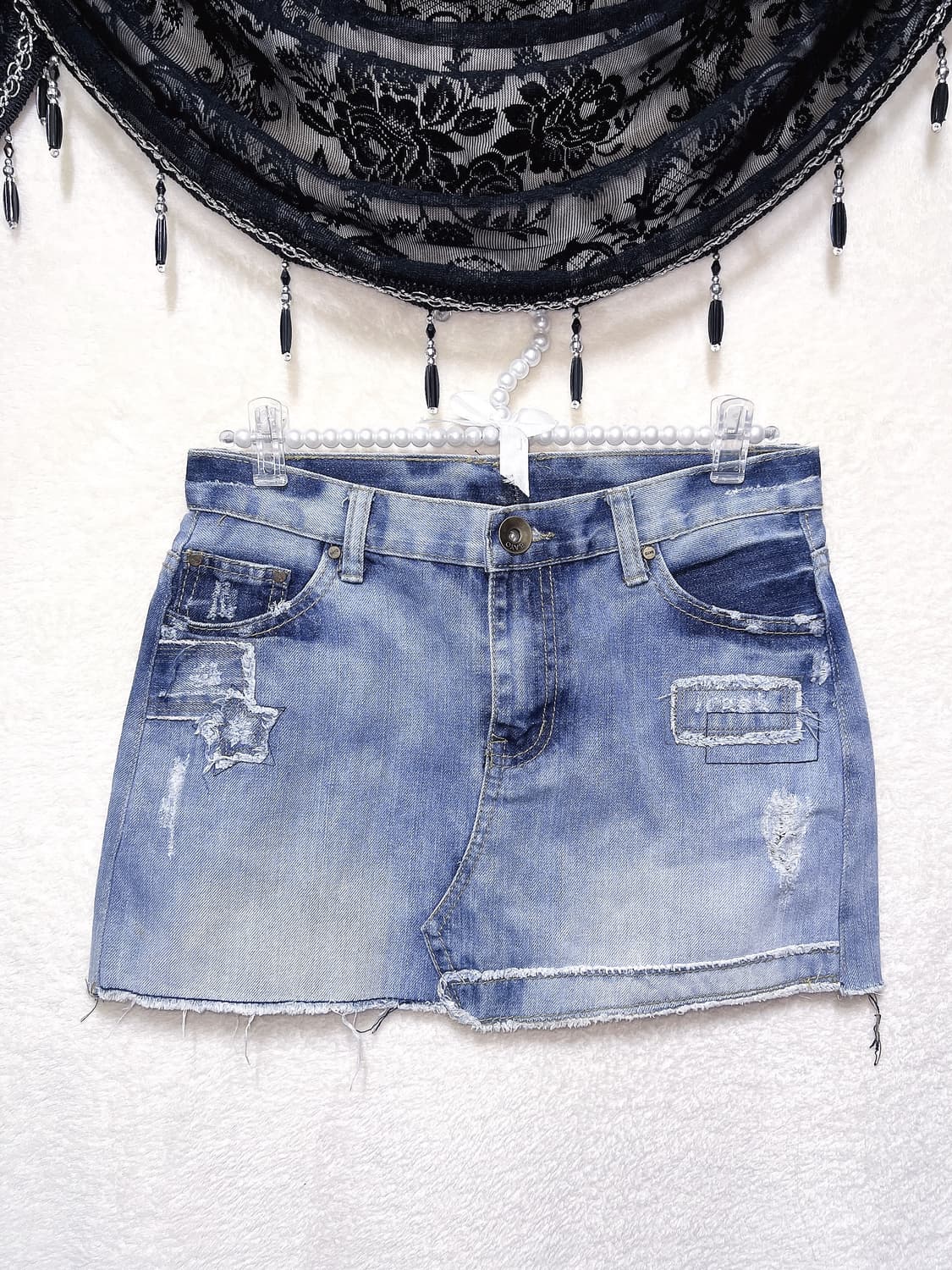 오네갸루 y2k 와투케 그런지 00 펑크 핀터 데님 미니스커트 청치마 상품이미지4