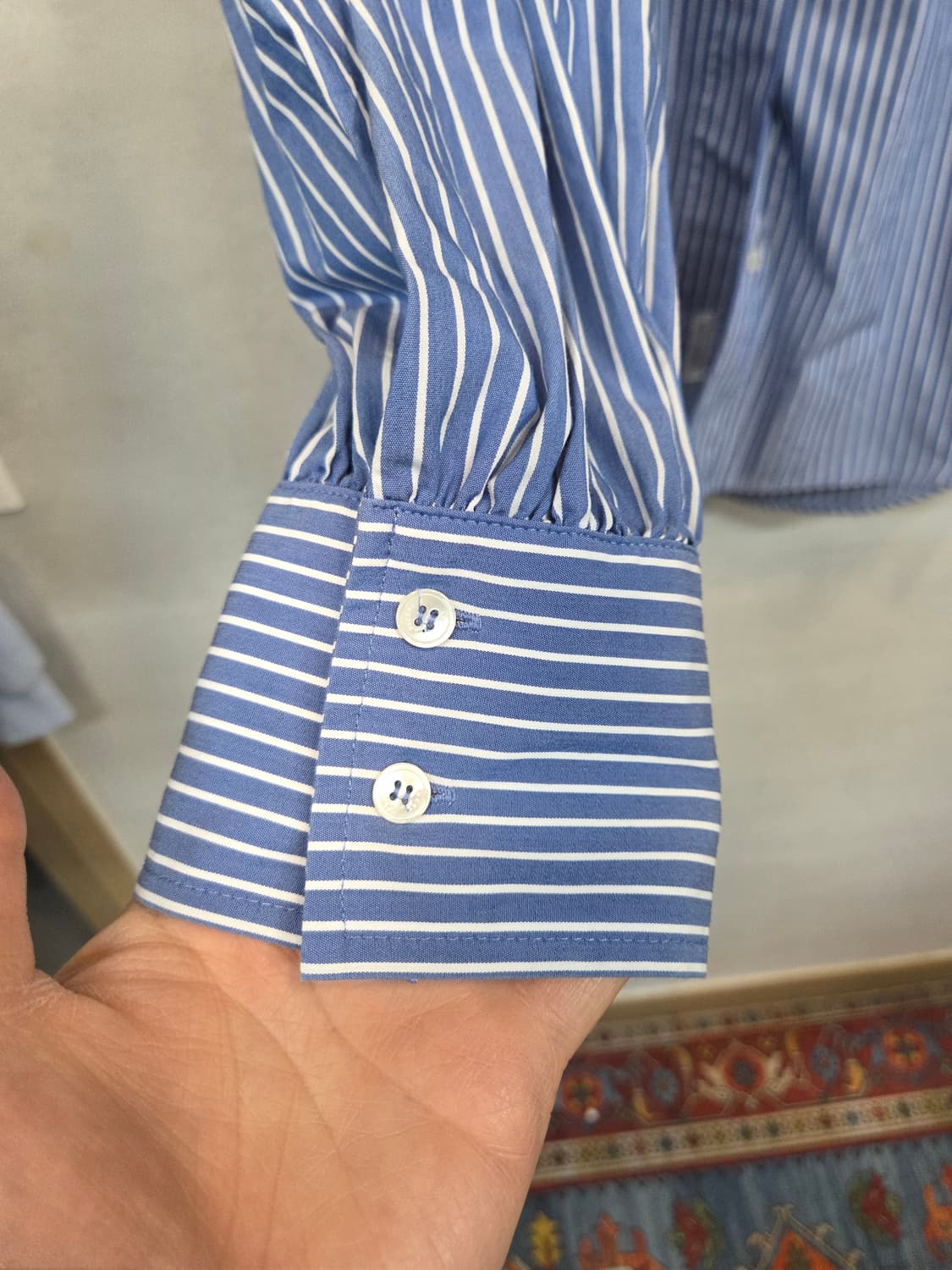 럭키슈에뜨 스트라이프 노카라 셔츠긴팔 38사이즈  상품이미지9