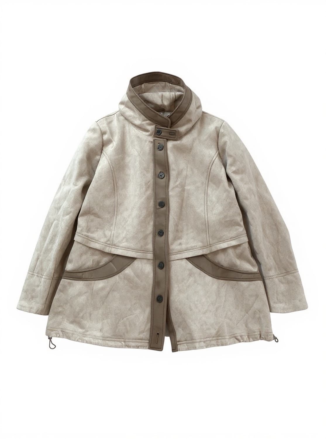 빈티지 하이넥 스웨이드 롱자켓 상품이미지1