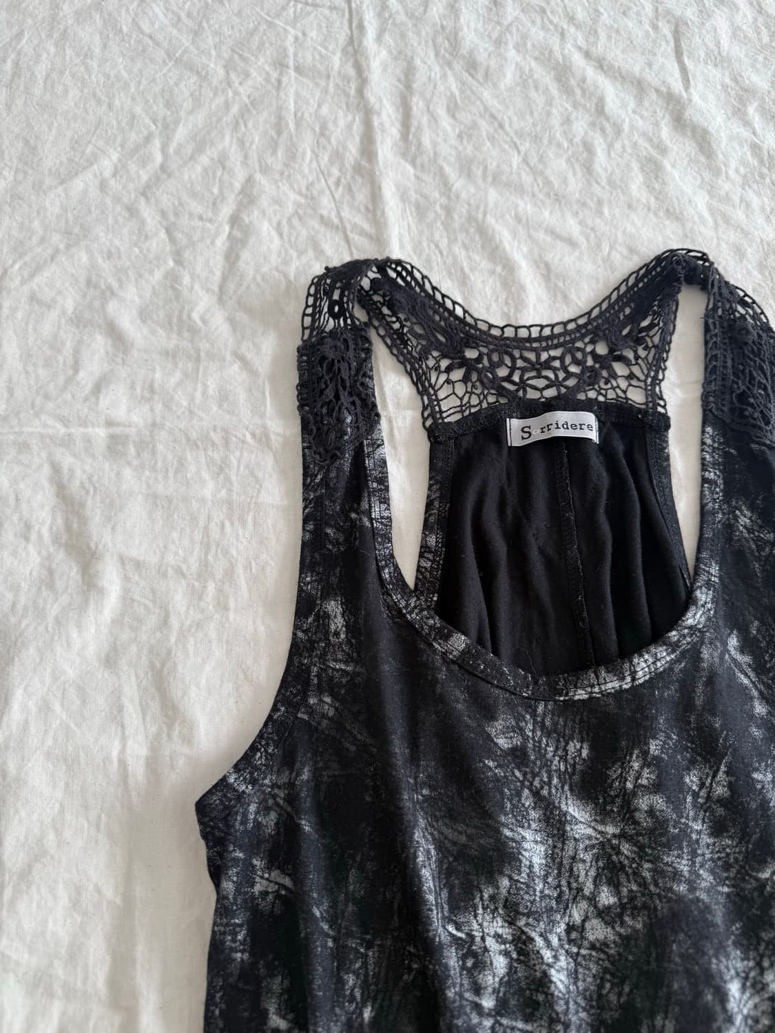 블랙 타이다이 펑크 락시크 크로쉐 슬리브리스 상품이미지2