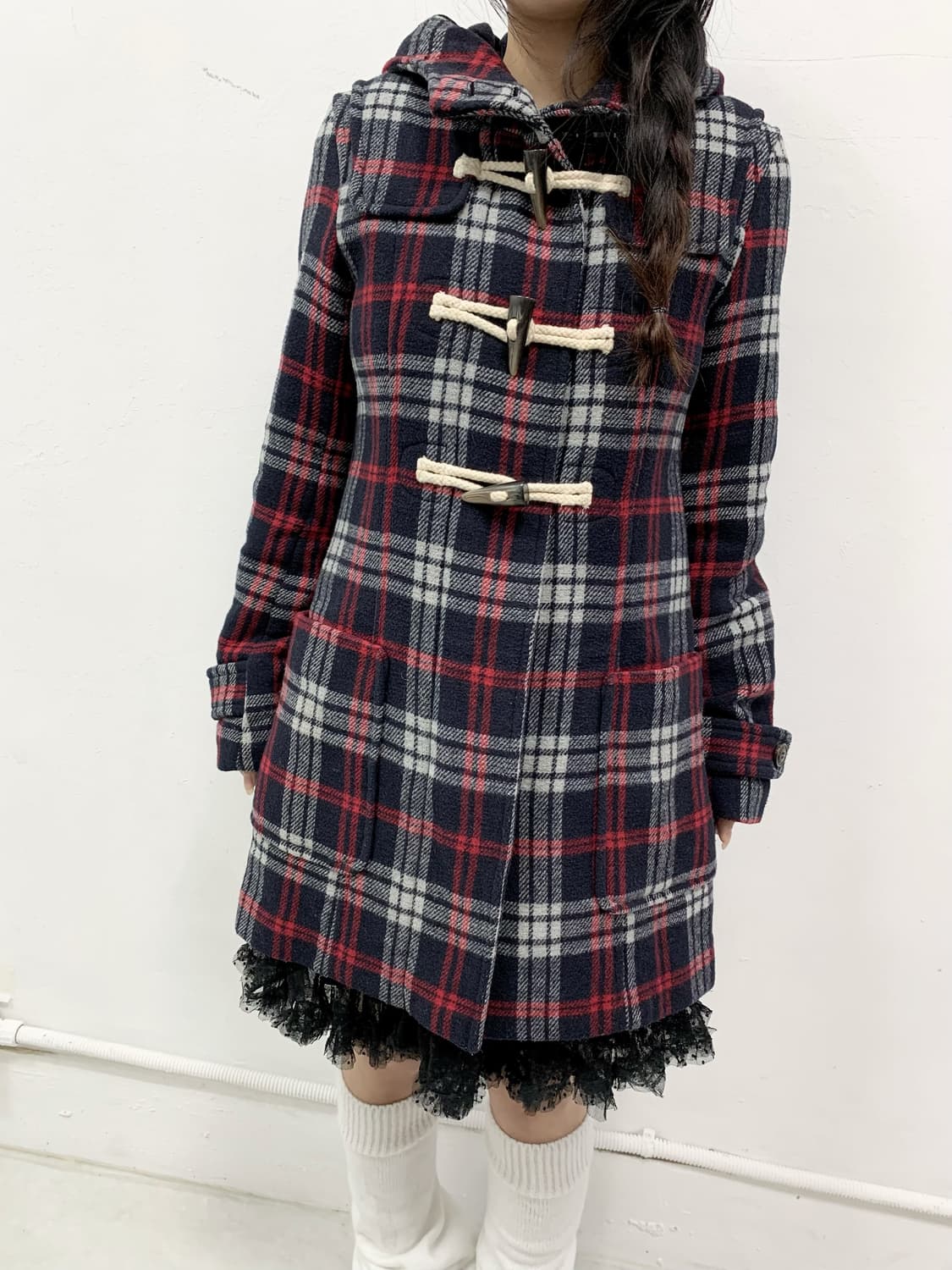 [ROYAL PARTY] 아무깔 범생이st 체크 떡볶이 코트 상품이미지4