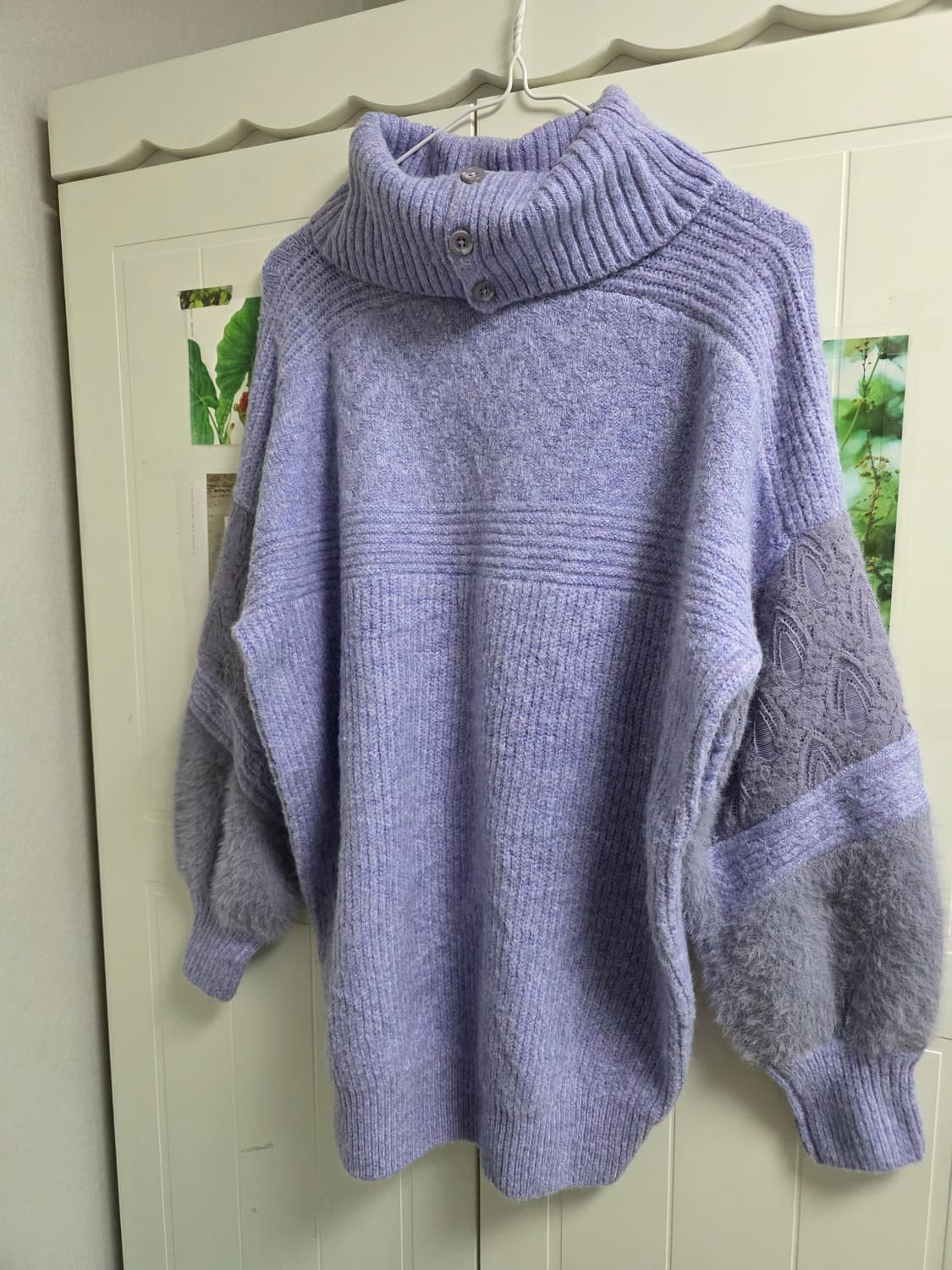 일본빈티지 폭닥 핀터깔 퍼플 보카시 목폴라니트 모리걸 루즈핏 상품이미지2