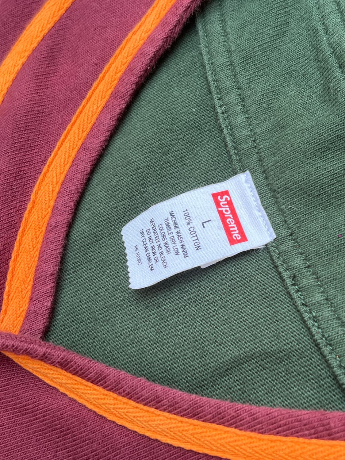 Supreme 18FW Color Blocked Baseball Shir 상품이미지4