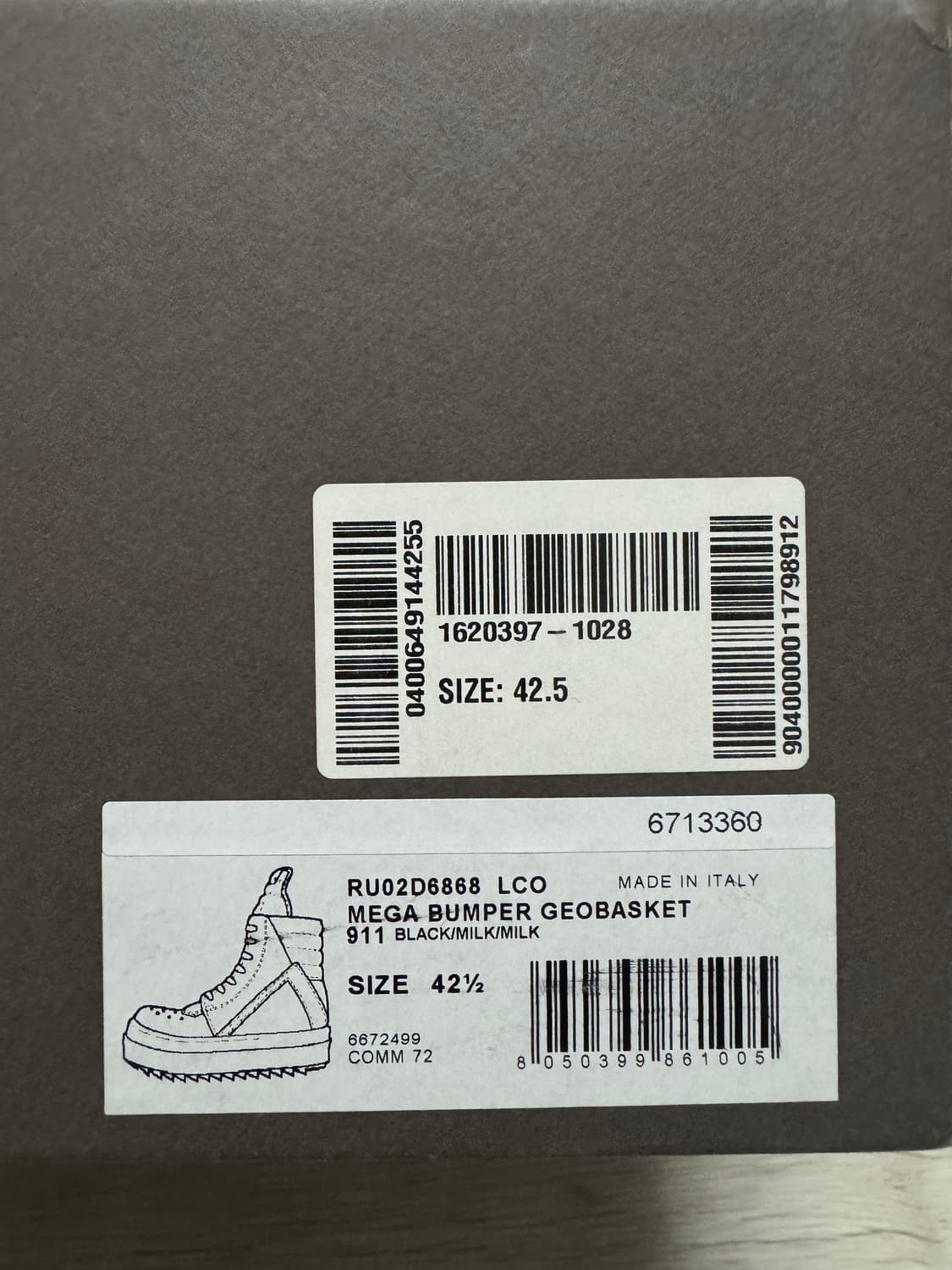 [42.5] 릭오웬스 메가 범퍼 지오바스켓 상품이미지5