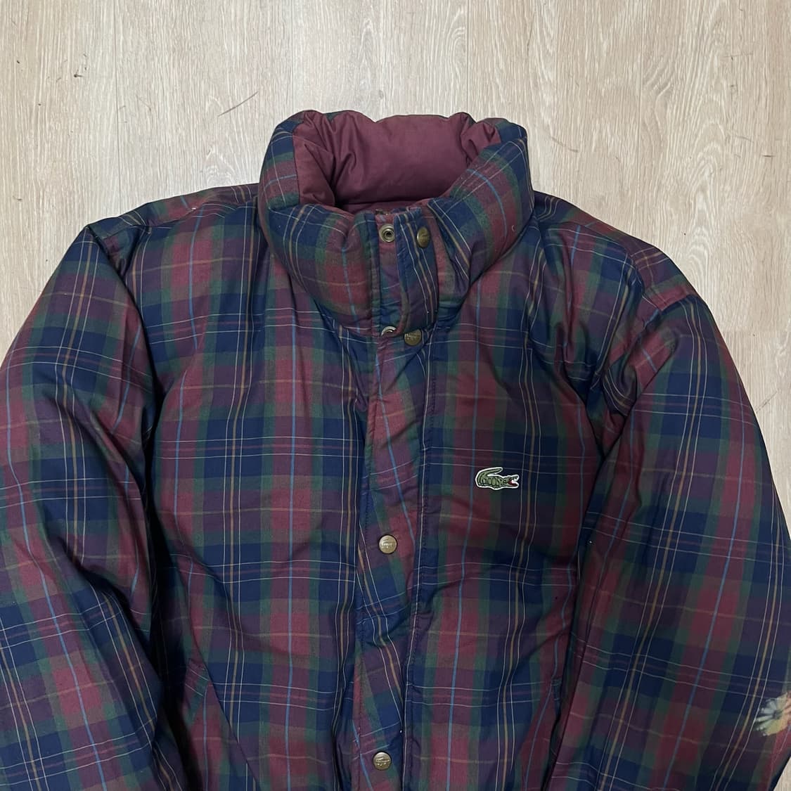 라코스테 덕다운 리버시블 체크 배색 패딩 점퍼 [버건디] 2XL/110 상품이미지6