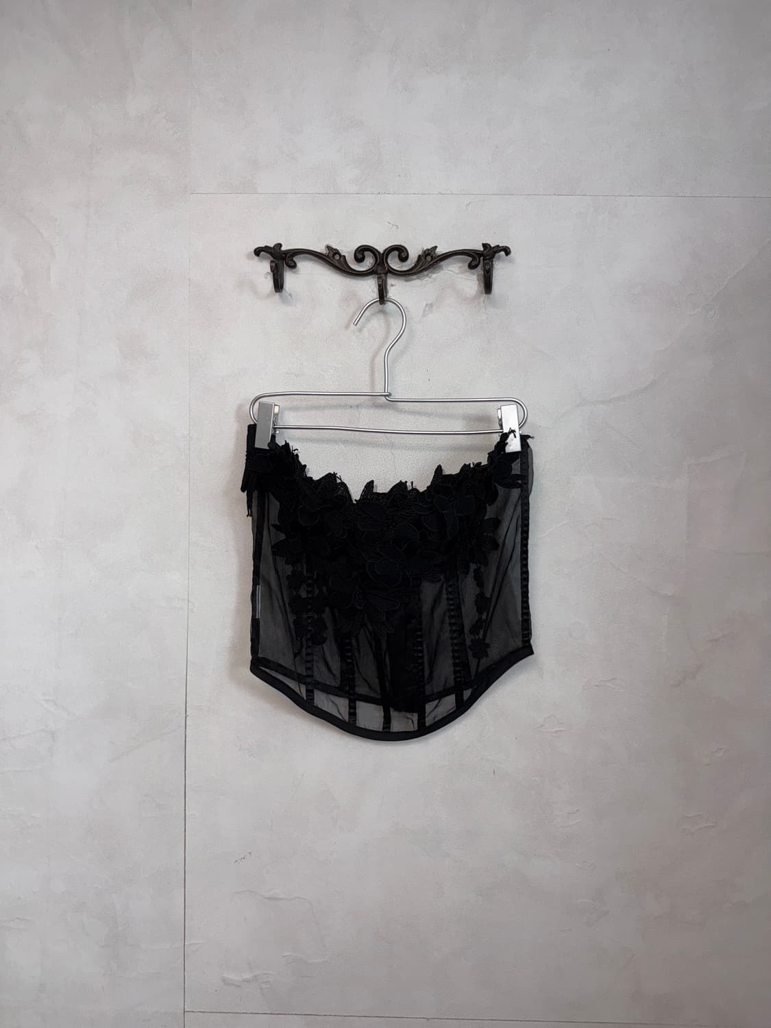 Black flower mesh organza corset 상품이미지4