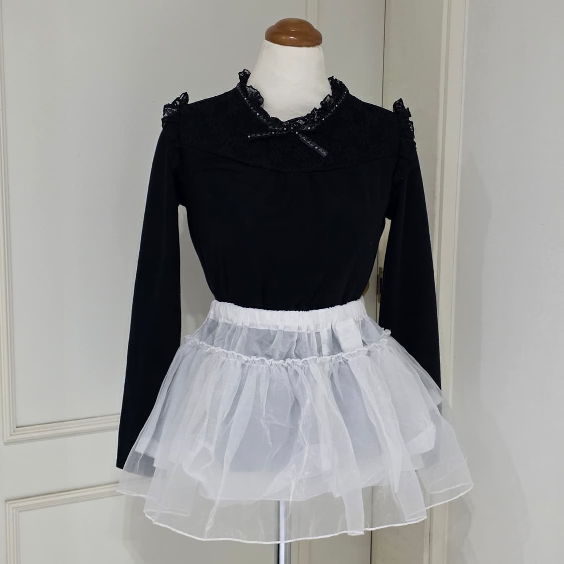 레트로걸 일본빈티지)블랙지뢰계st 고딕로리타 레이스하트프릴 긴팔 상품이미지3