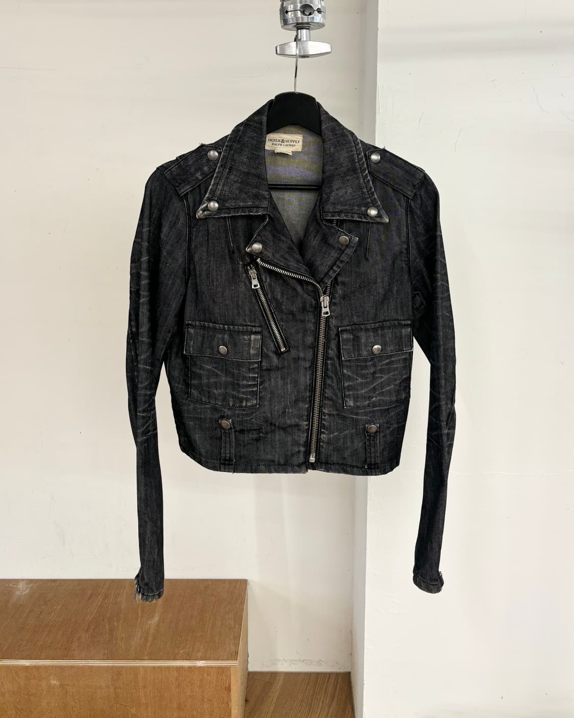 데님앤서플라이 랄프로렌 블랙 데님 바이커 자켓 상품이미지1