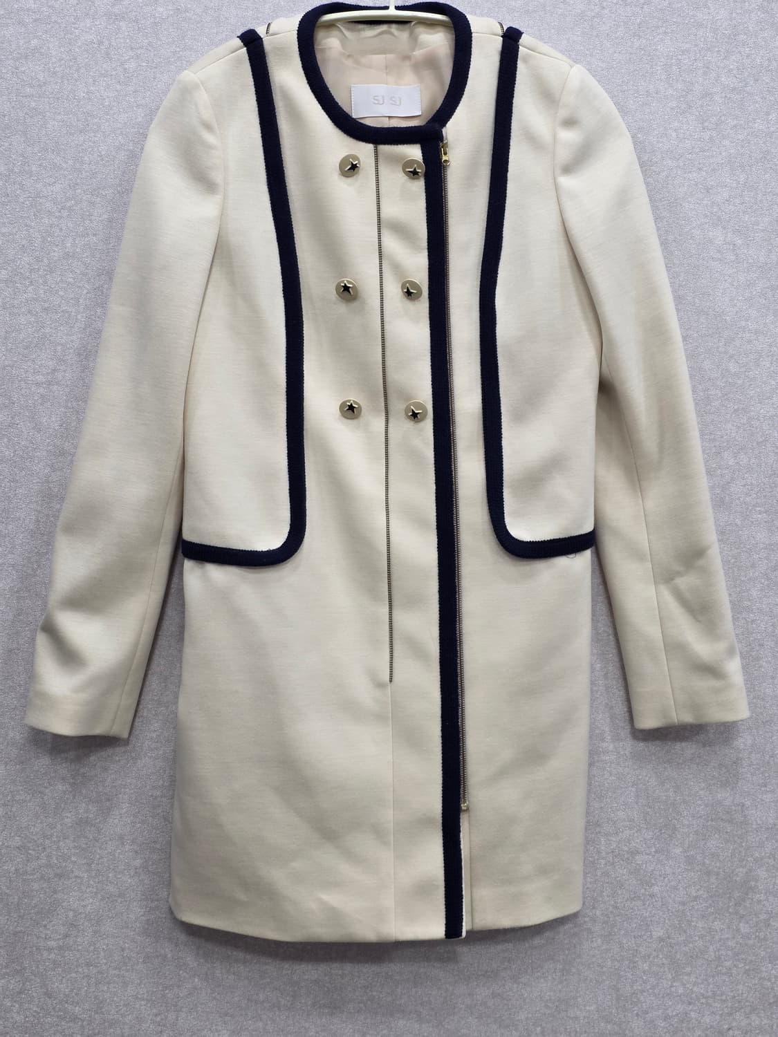 한섬 SJ SJ 배색 더블 버튼 원피스 코트 상품이미지1