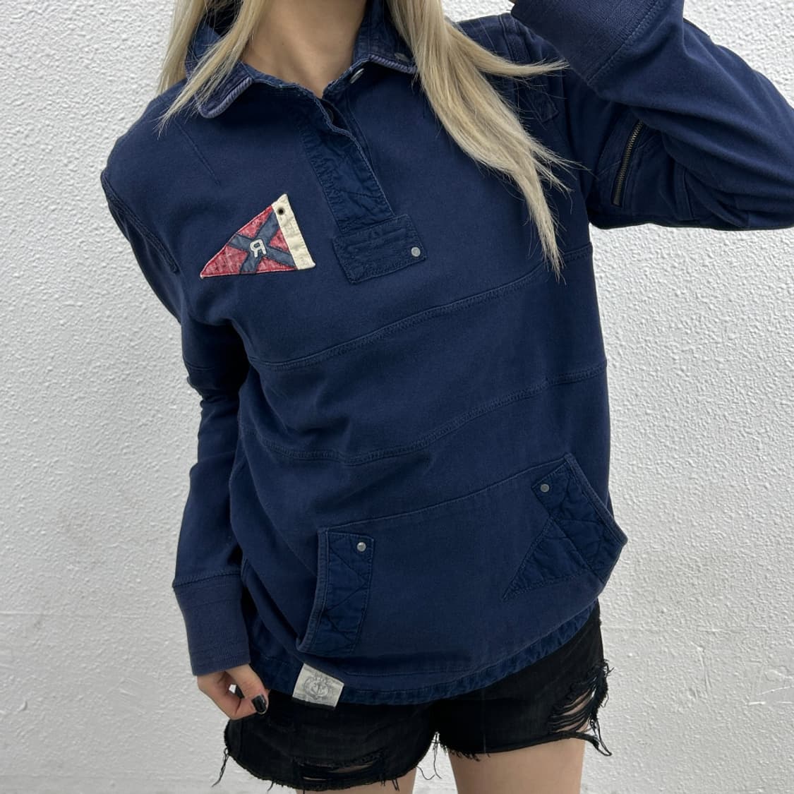 폴로 랄프로렌 90's 플래그패치 네이비 버튼 pk 긴팔티 M 상품이미지1