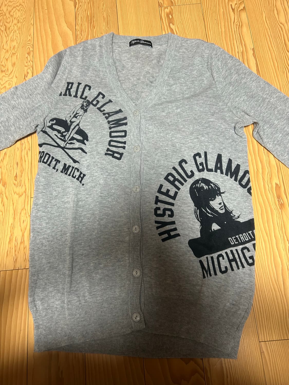 히스테릭 글래머 걸프린팅 그레이 가디건 상품이미지1