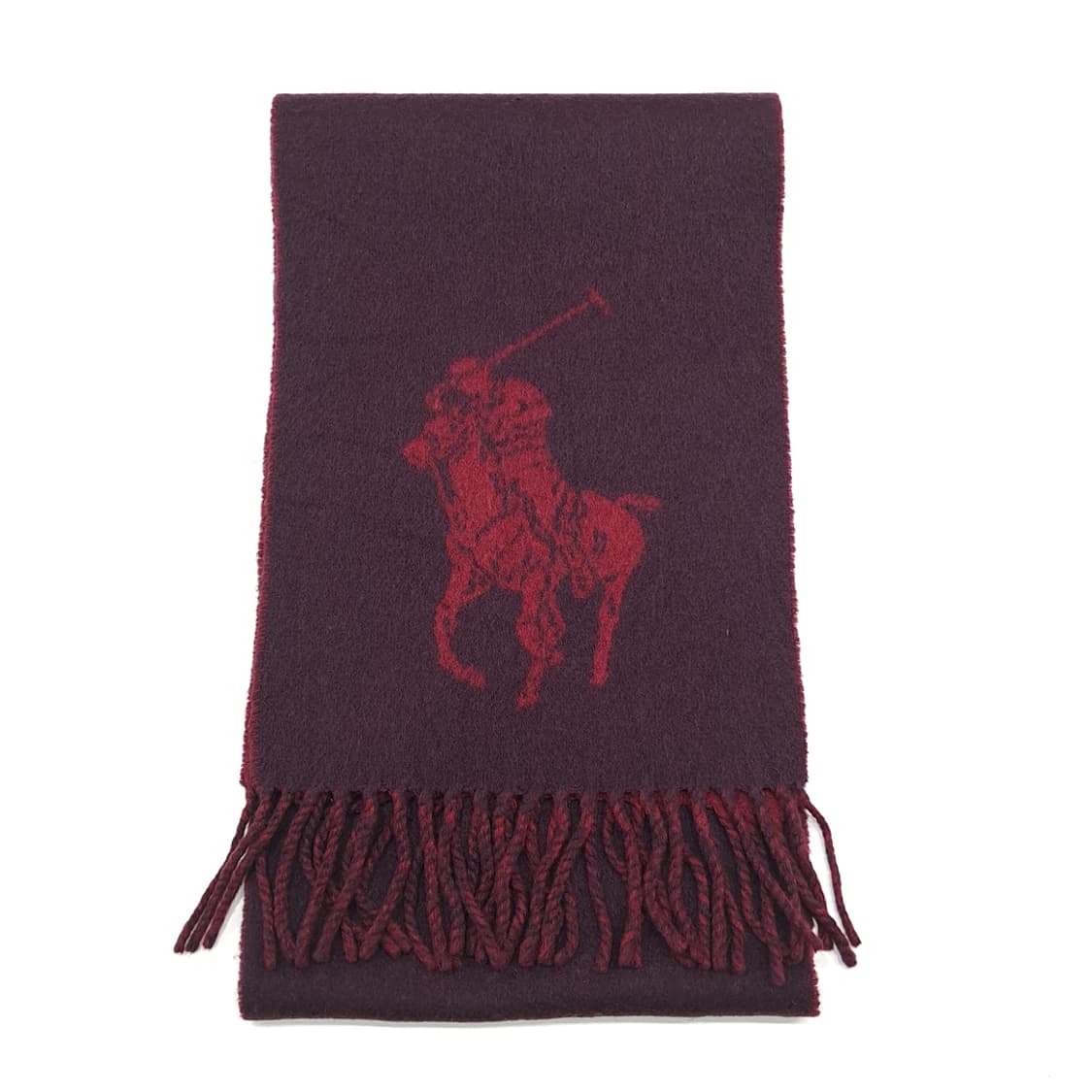 MX259 폴로 랄프로렌 퍼플 버건디 양면 빅포니 램스울 목도리 머플러 상품이미지7