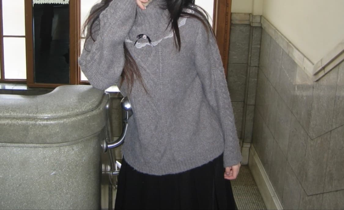 빈티지 레이스 니트 로즈 포인트  상품이미지3